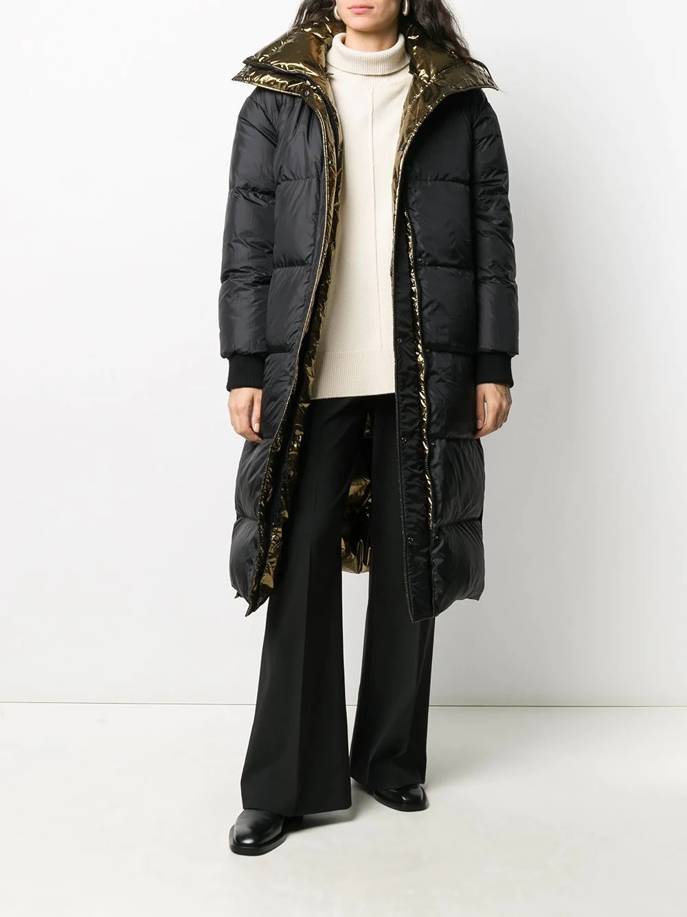 reversible longline metallic puffer coat - 6