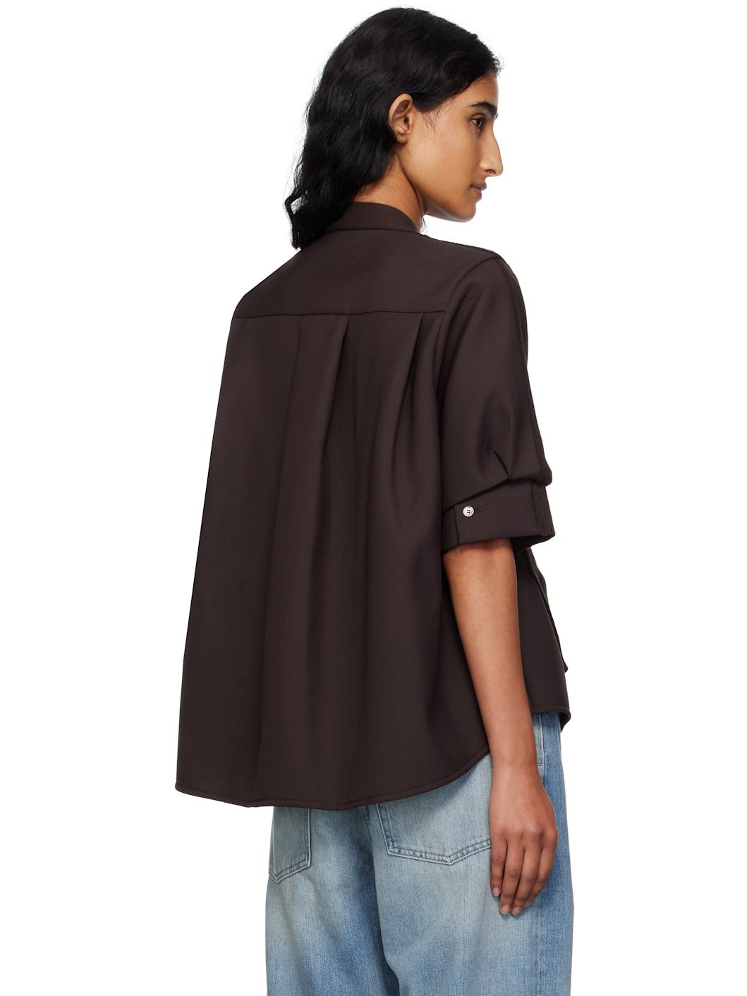 Brown Suiting Mix Knit Cardigan - 3