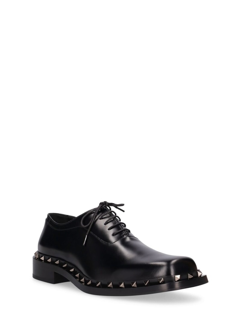 25mm Rockstud leather lace-up shoes - 3