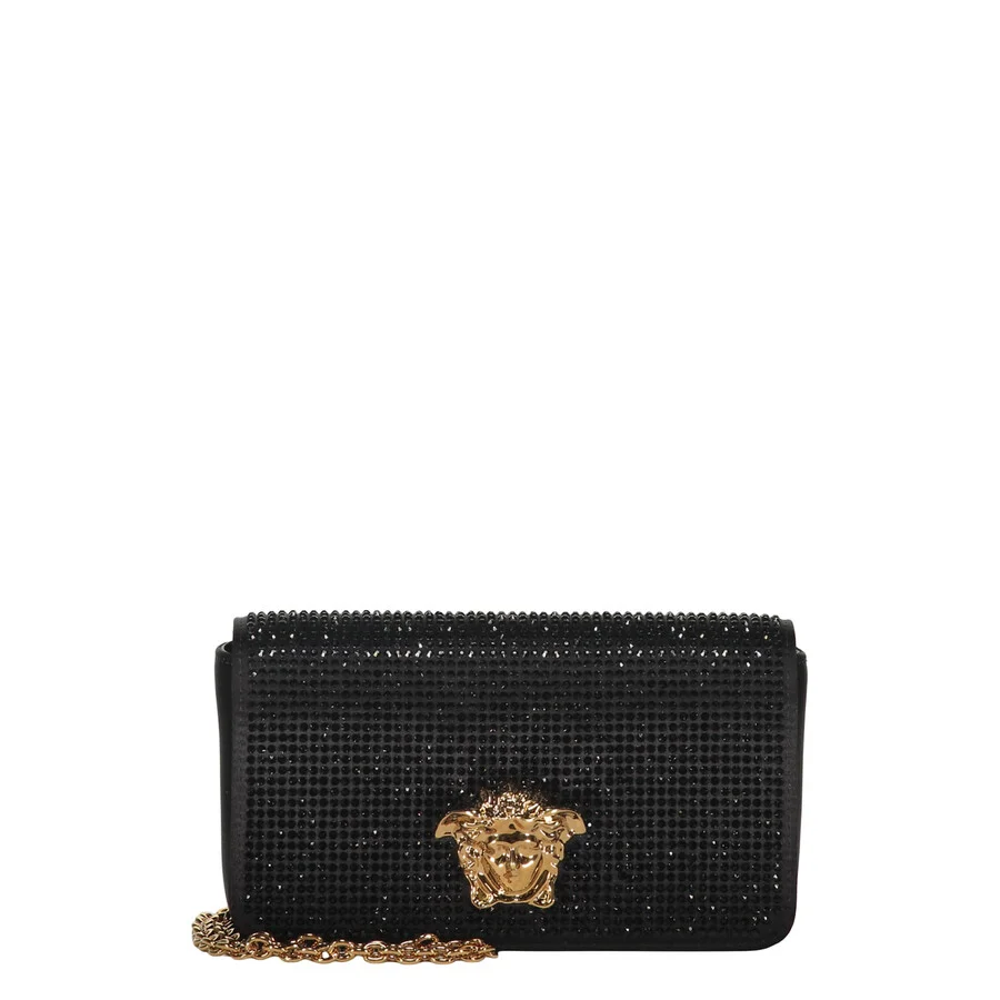 Versace Elegant Black Clutch With Golden Closure - 1