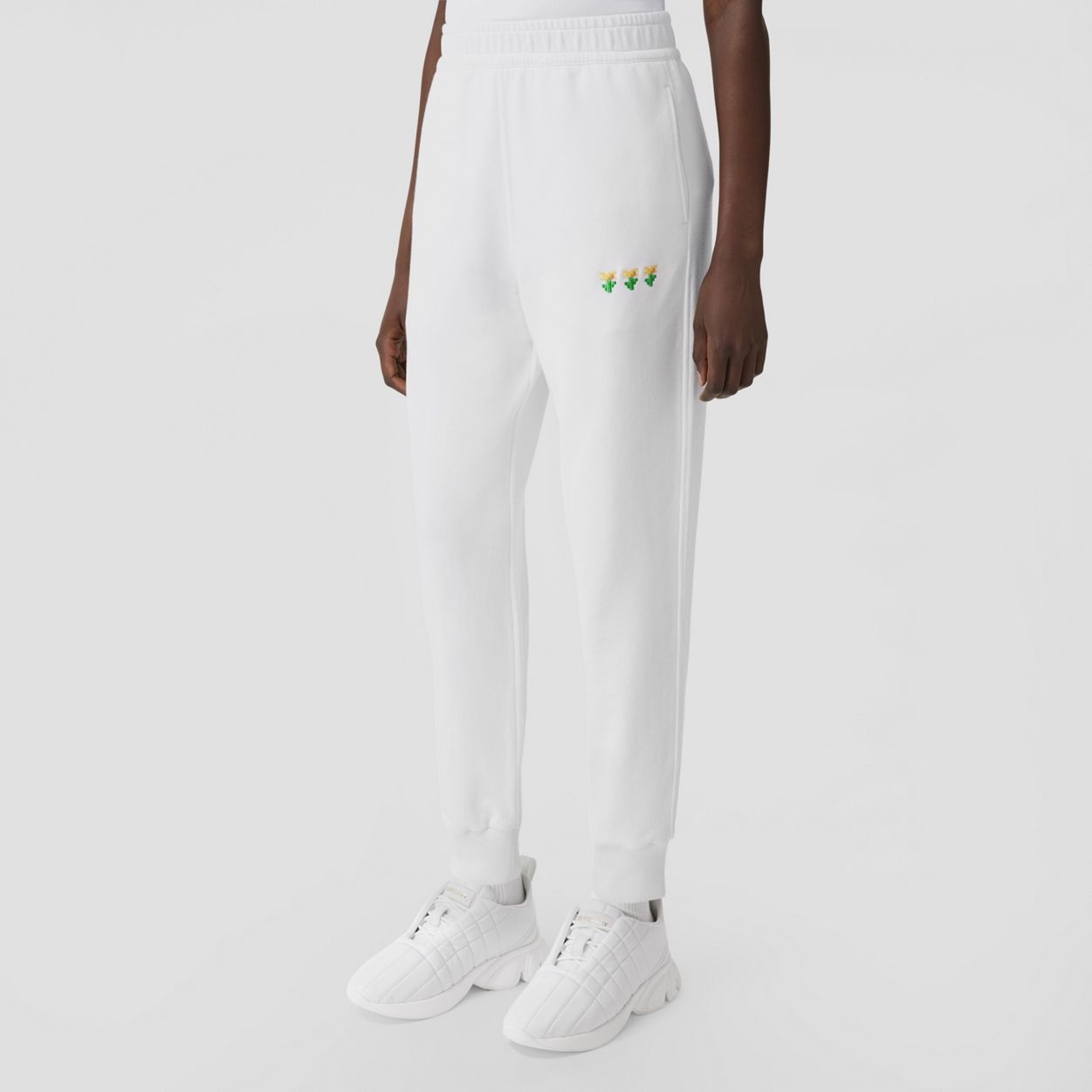 Embroidered Floral Cotton Jogging Pants - 5