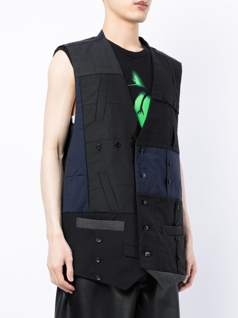 collarless panelled gilet - 3