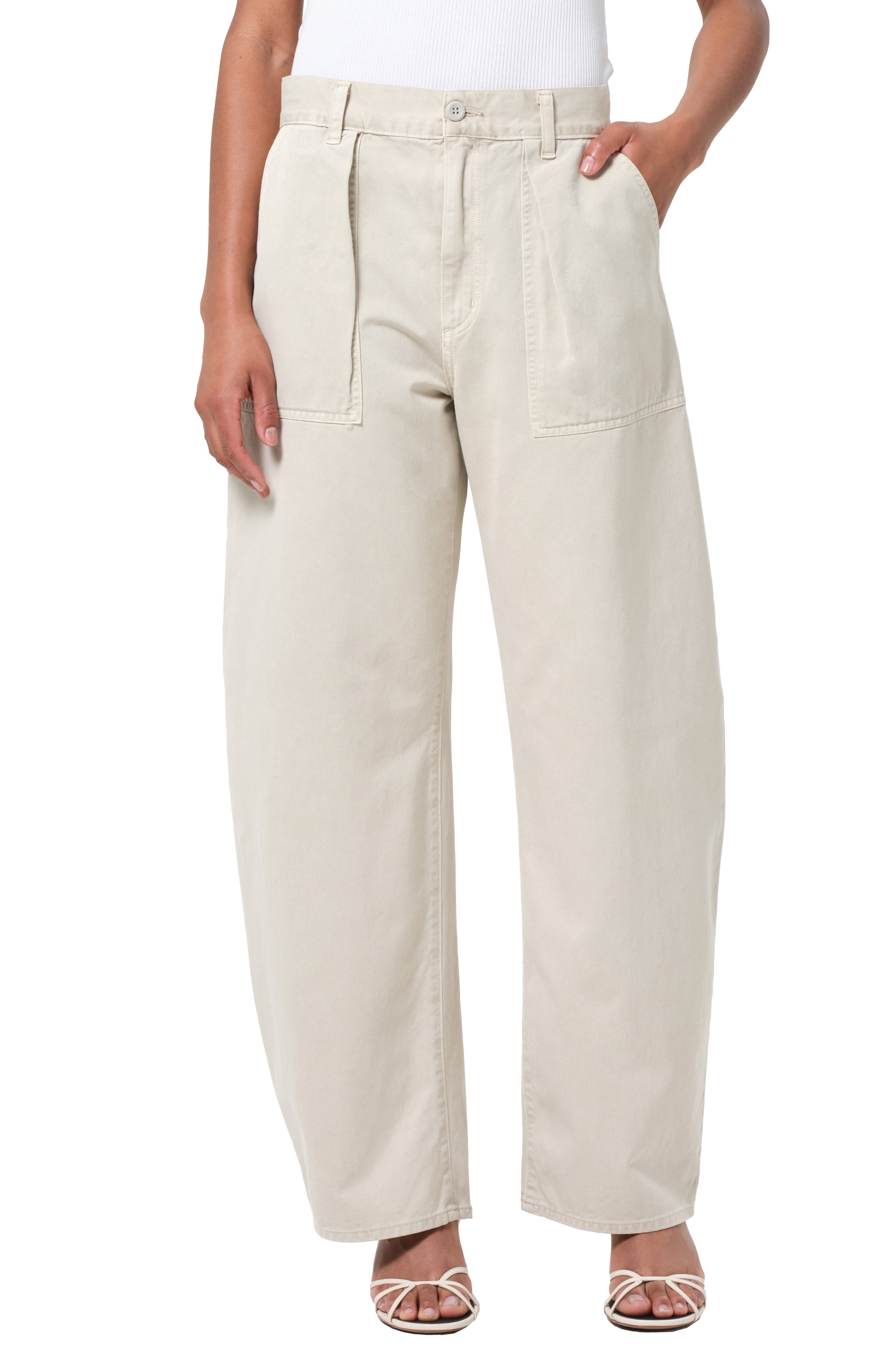 AGOLDE Sefton Pleated High Waist Barrel Twill Pants in Comb at Nordstrom - 5