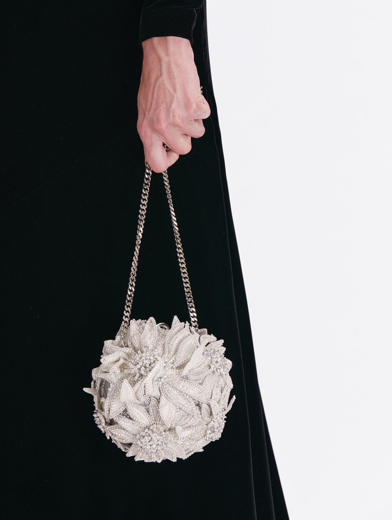 Oscar de la Renta SUNFLOWER CRYSTAL EMBROIDERED BILLIARD BAG outlook