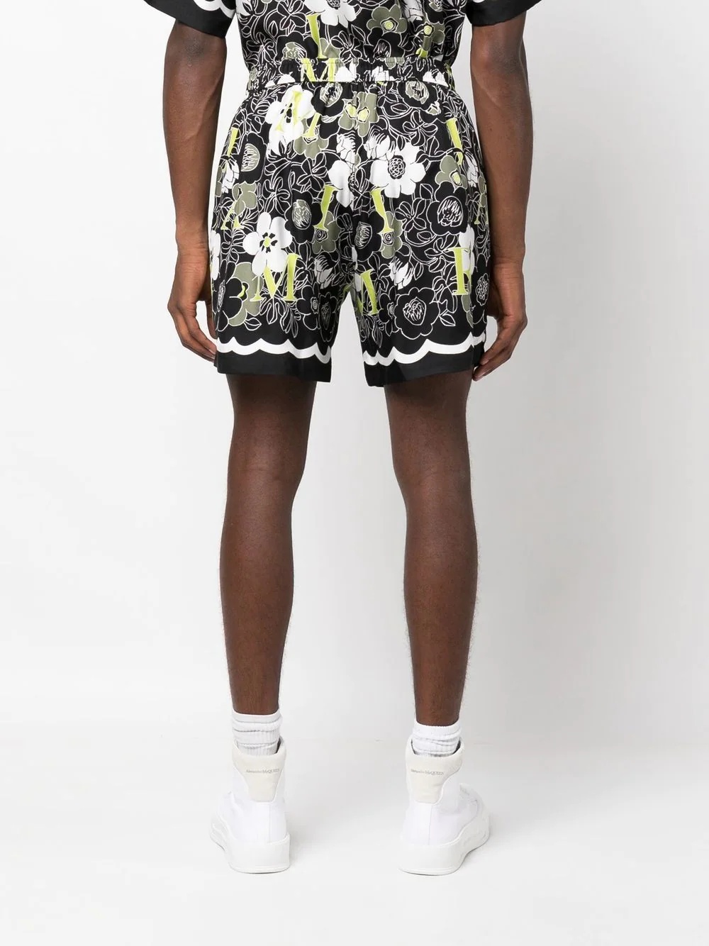 floral print silk shorts - 4