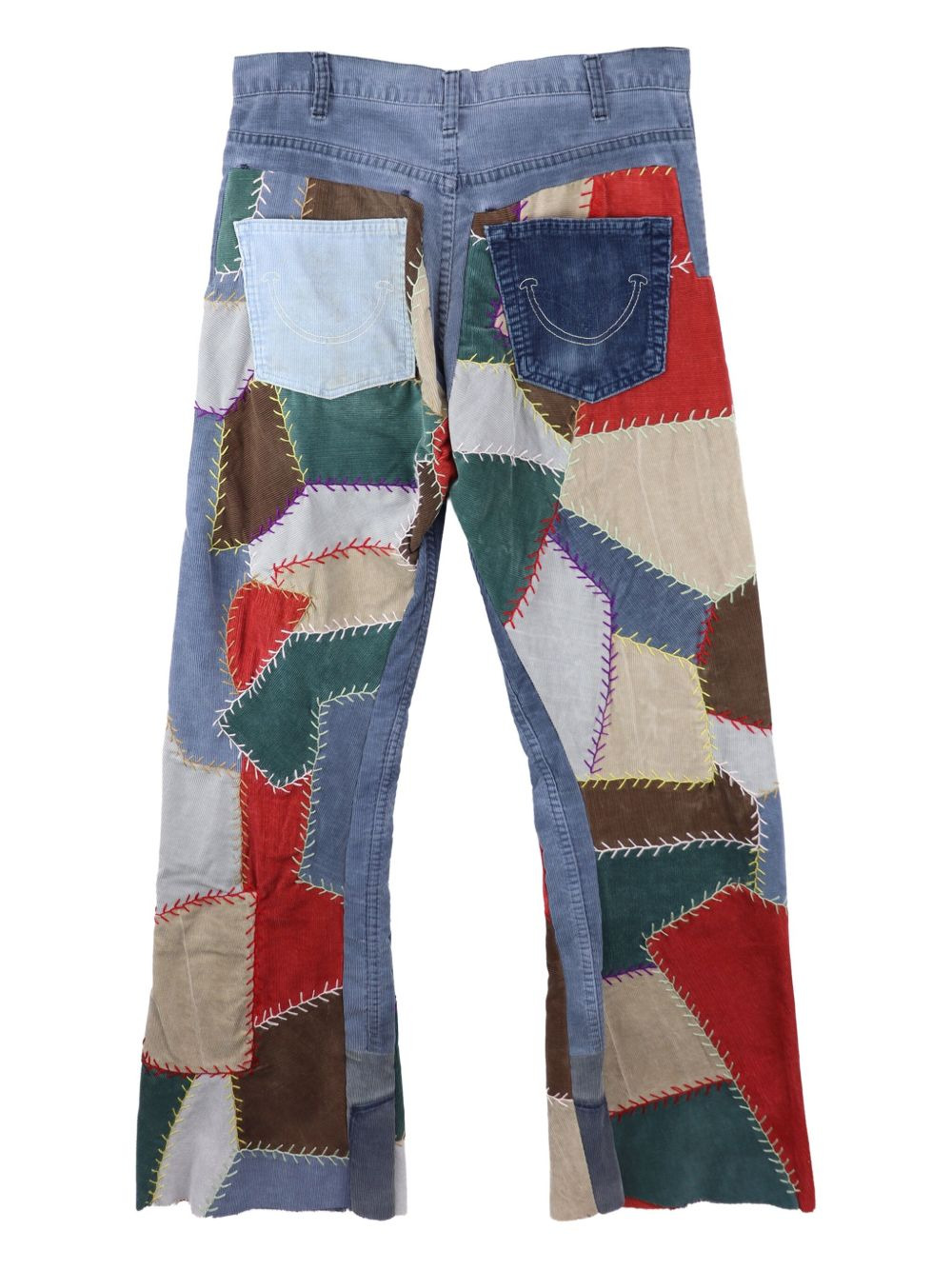 corduroy patchwork trousers - 2