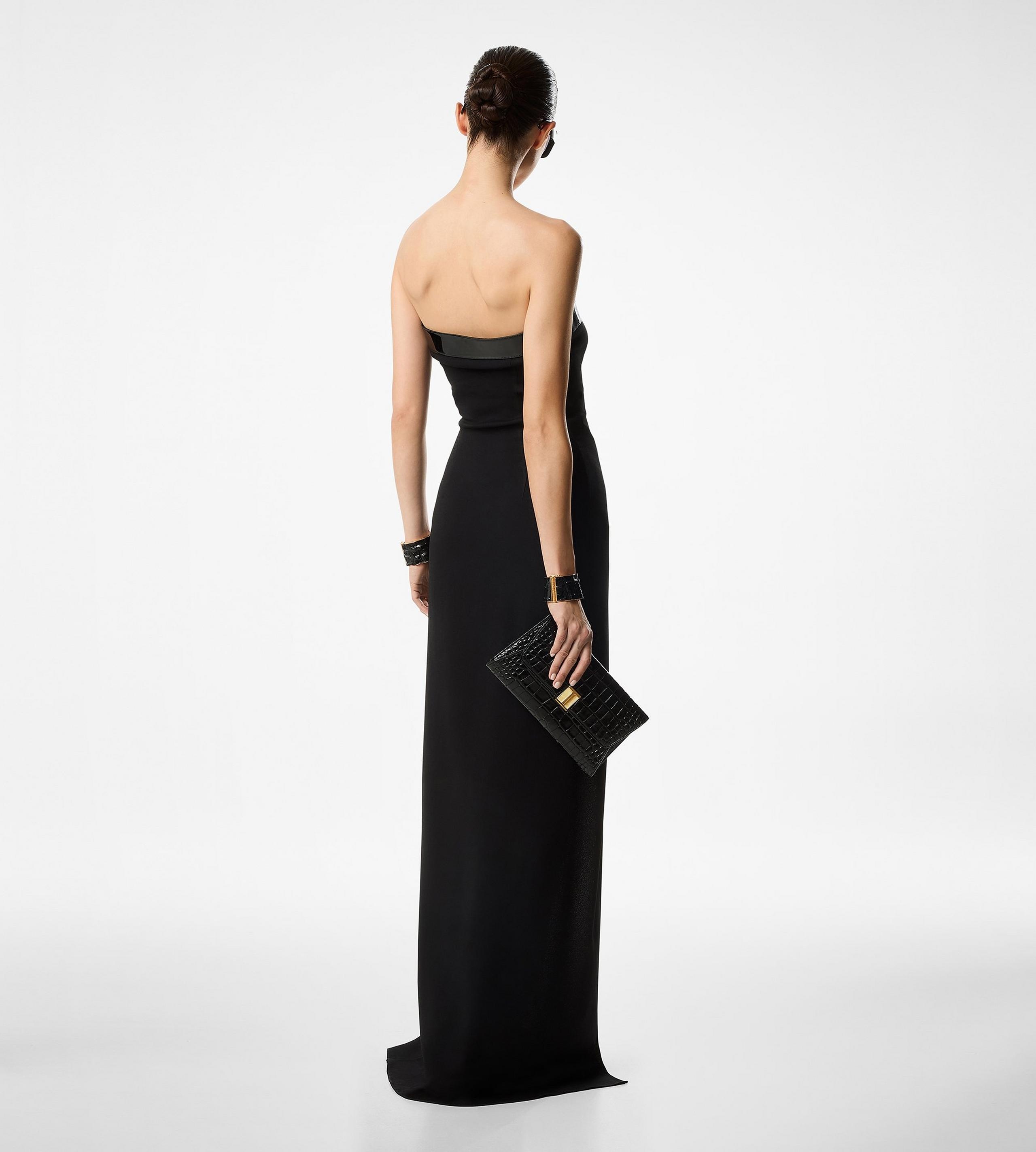 STRETCH SABLE' STRAPLESS EVENING DRESS - 4
