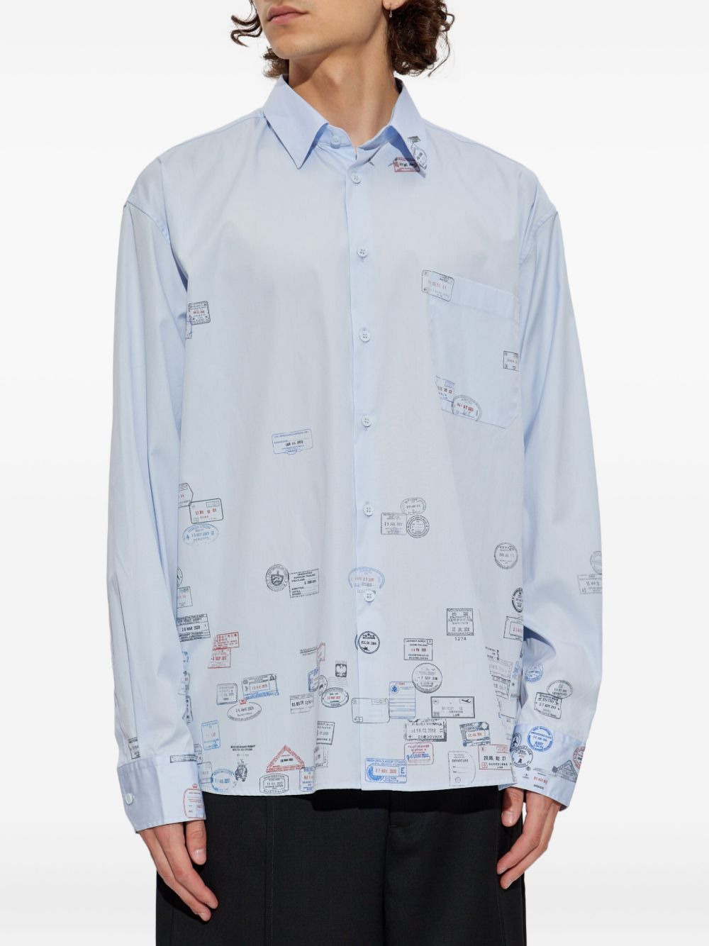 passport-stamp print shirt - 3