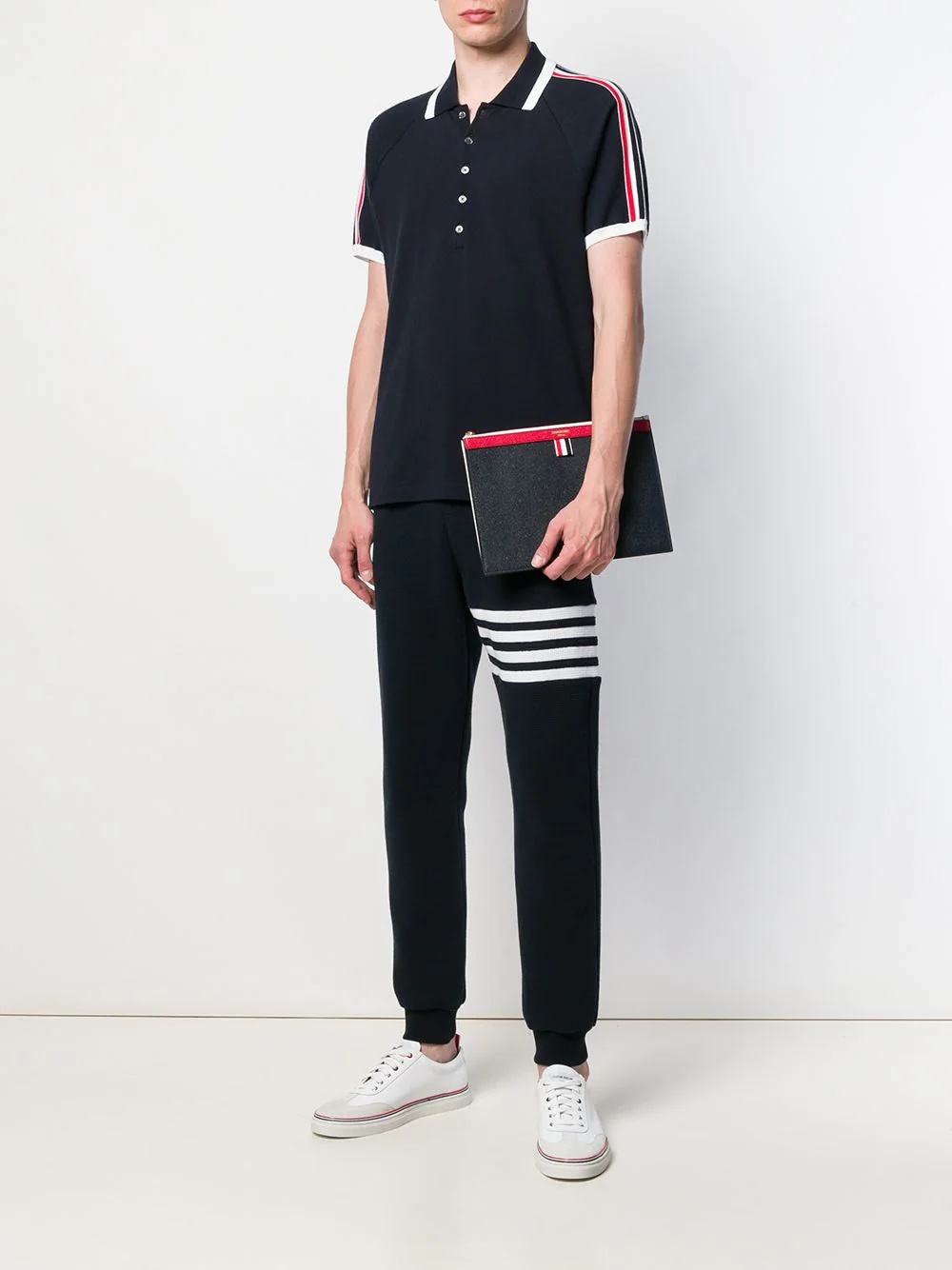 4-Bar stripe raglan-sleeve polo shirt - 2