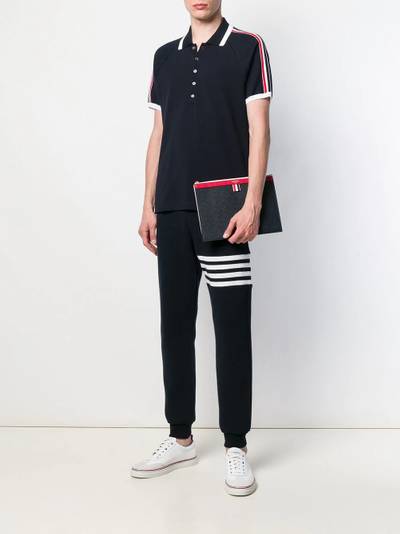 Thom Browne 4-Bar stripe raglan-sleeve polo shirt outlook