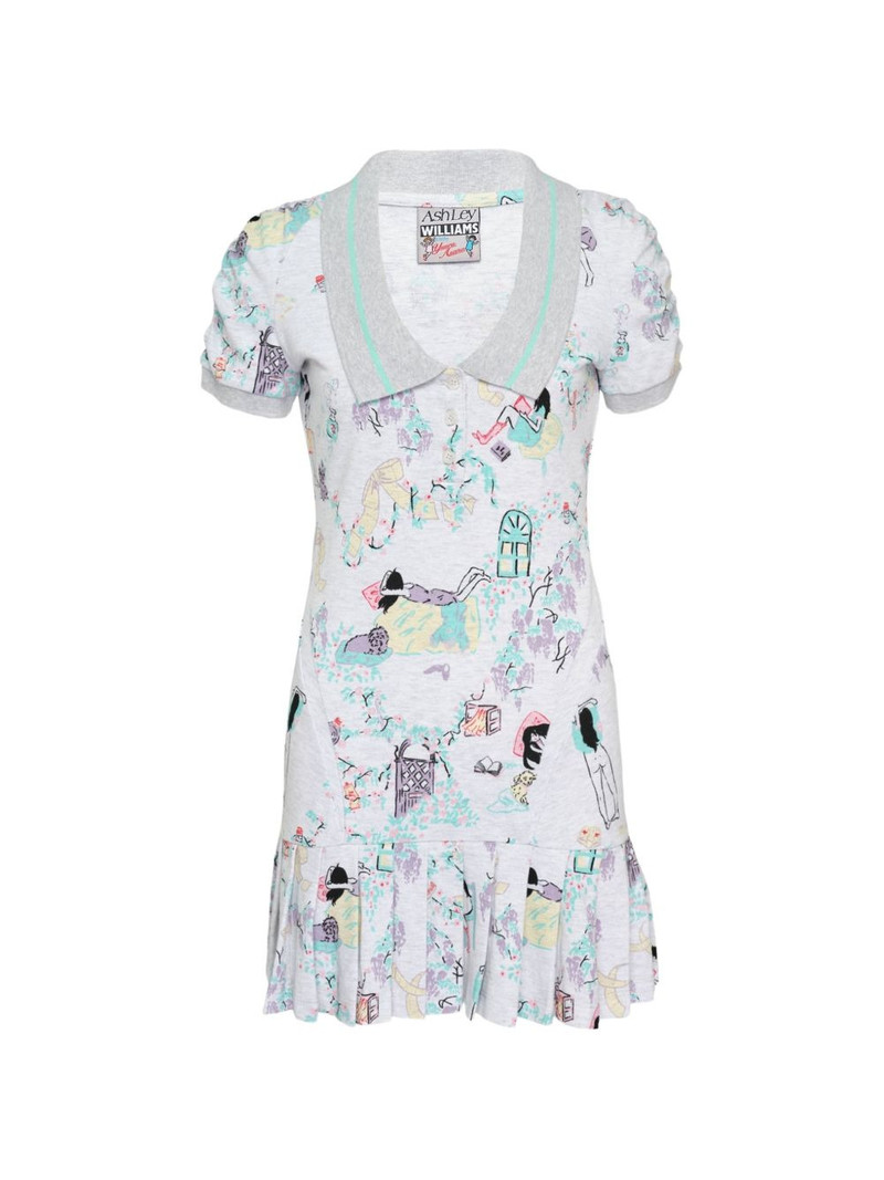 Amelia graphic-print pleated-hem dress 1
