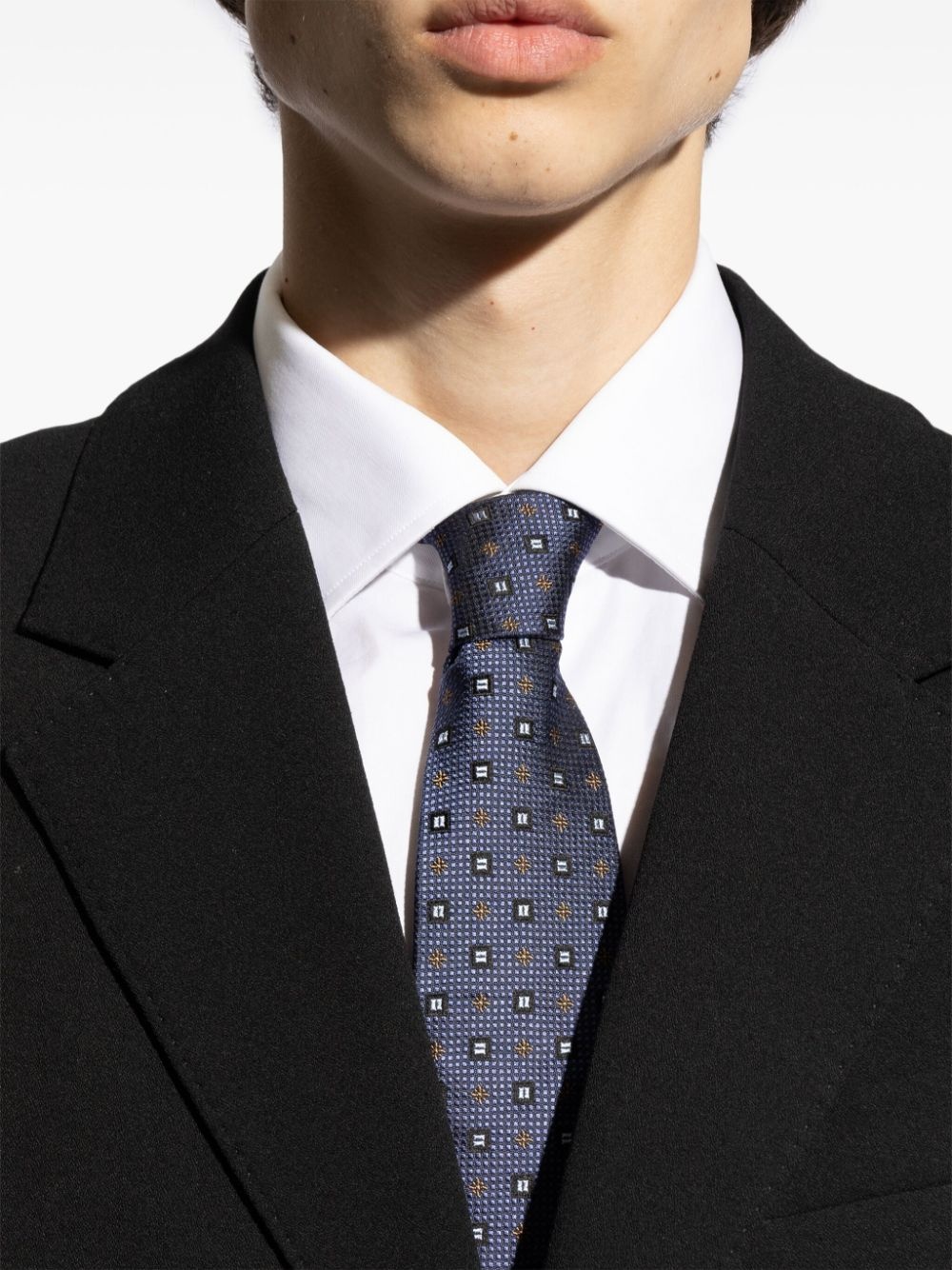 patterned-jacquard silk tie - 4