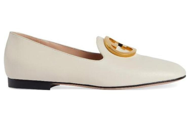(WMNS) Gucci Logo Plaque Loafers 'White' 723395-C9D00-9022 - 2