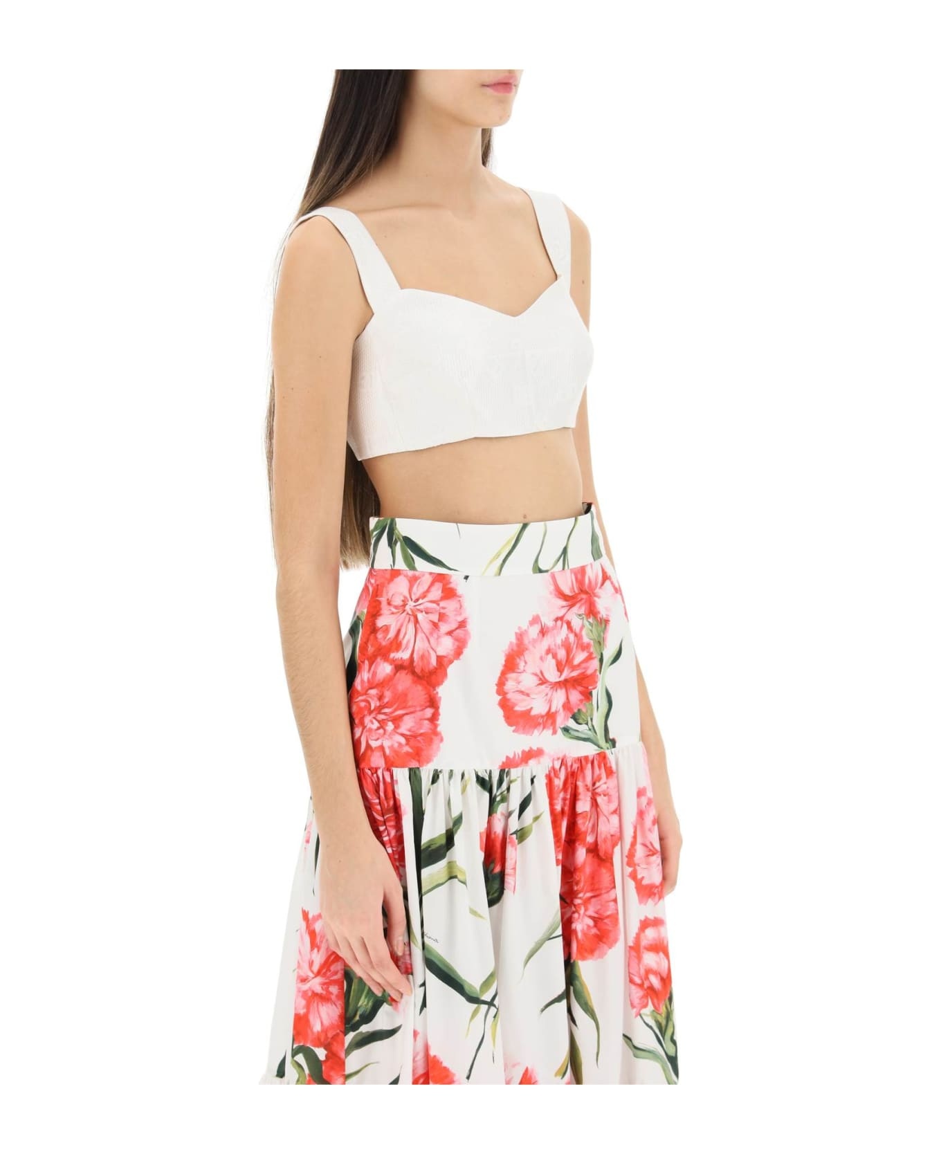 White Cotton Blend Bustier - 2