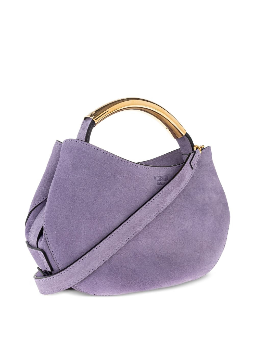 Handle-Me curved suede tote bag - 4