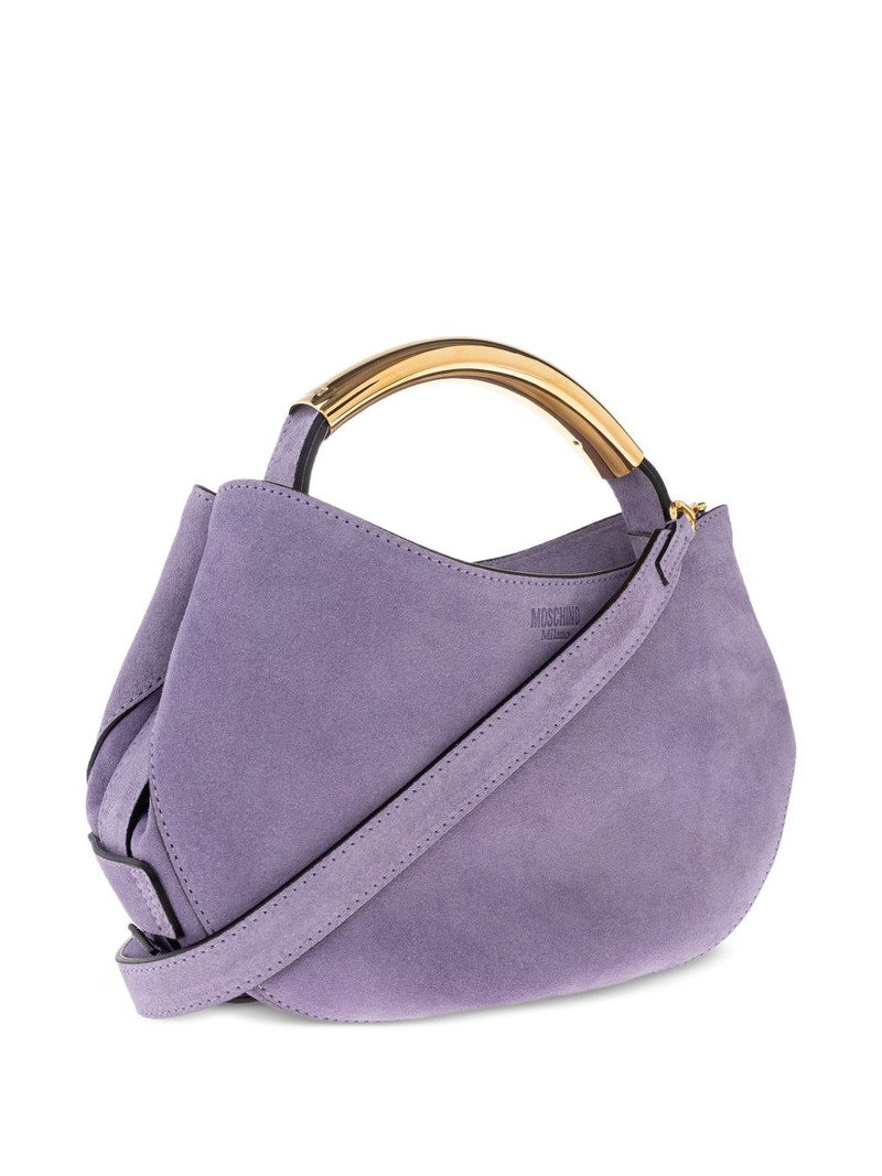 Handle-Me curved suede tote bag 4