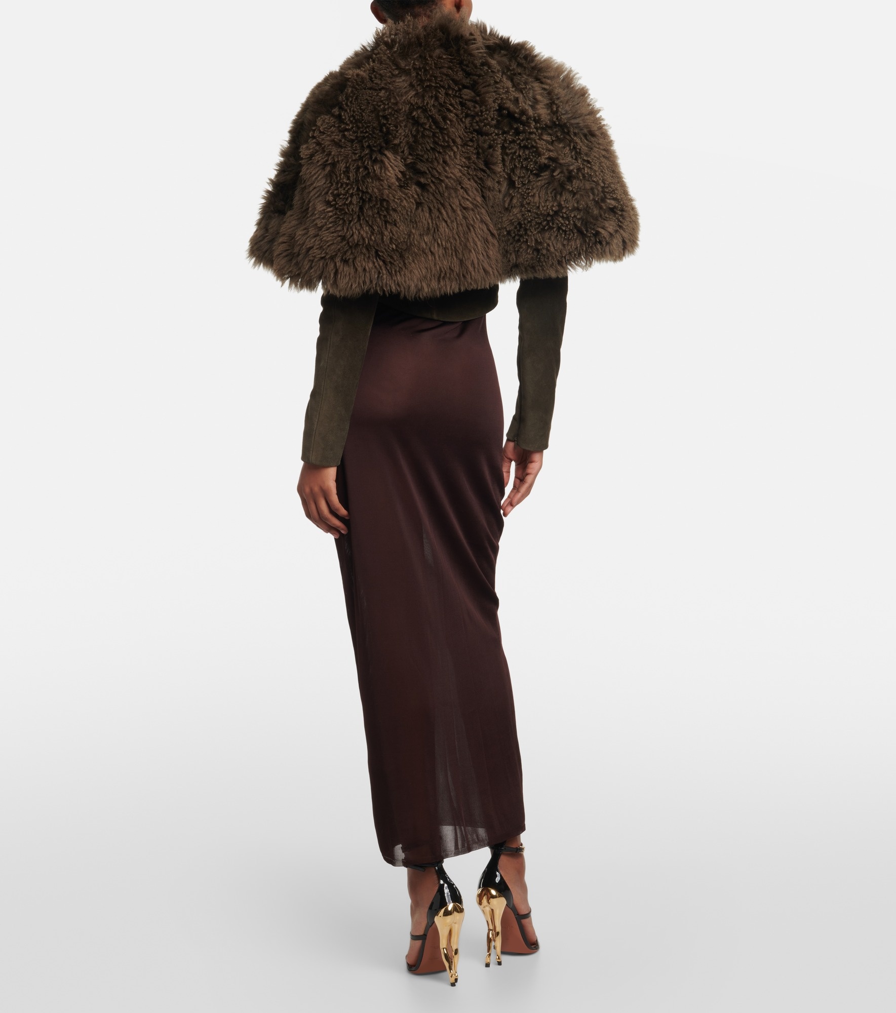 Cropped shearling and suede jacket - 3