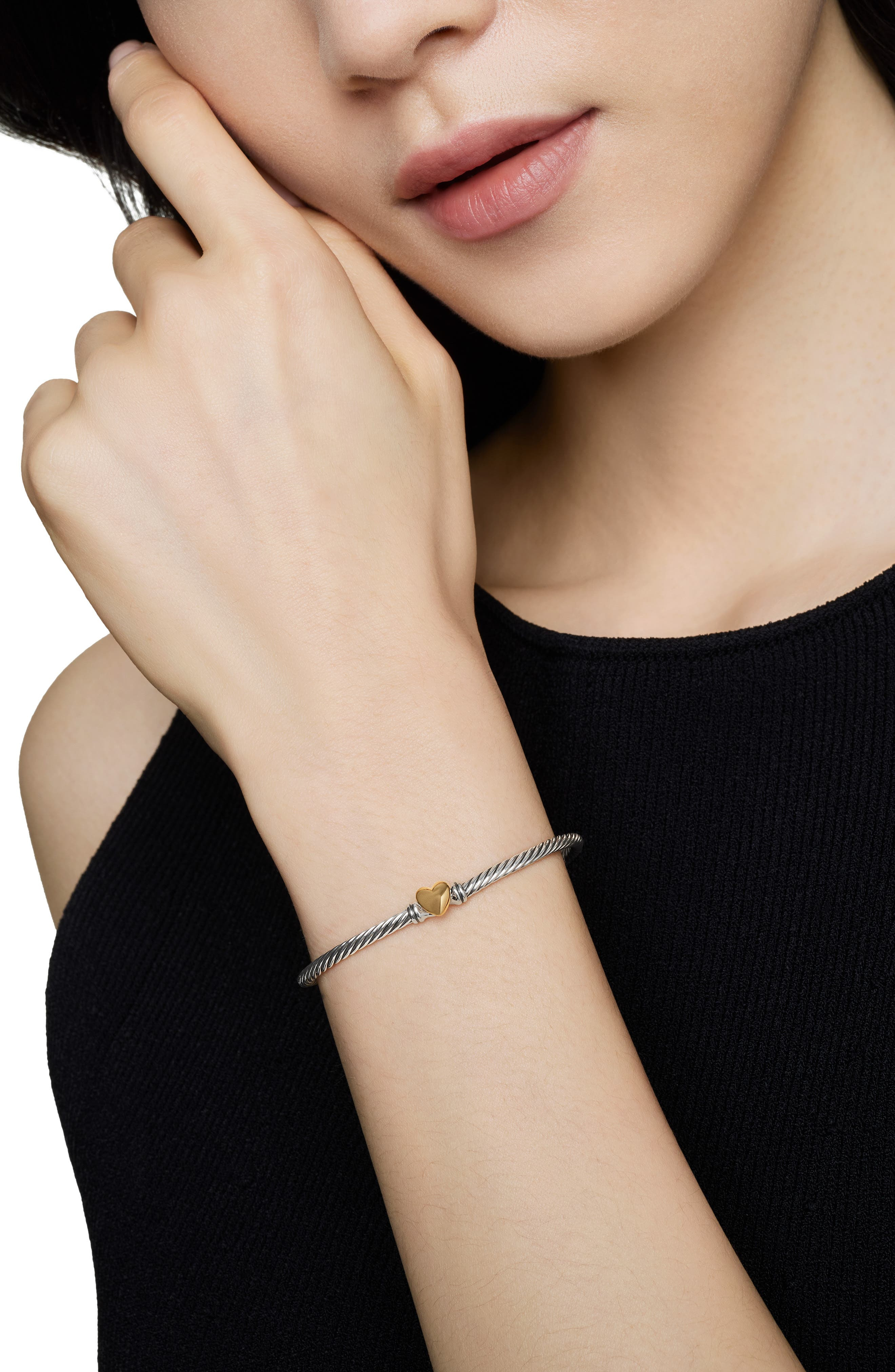 David Yurman Cable Collectibles® Heart Bracelet with 18K Gold, 3mm in Two Tone at Nordstrom - 2