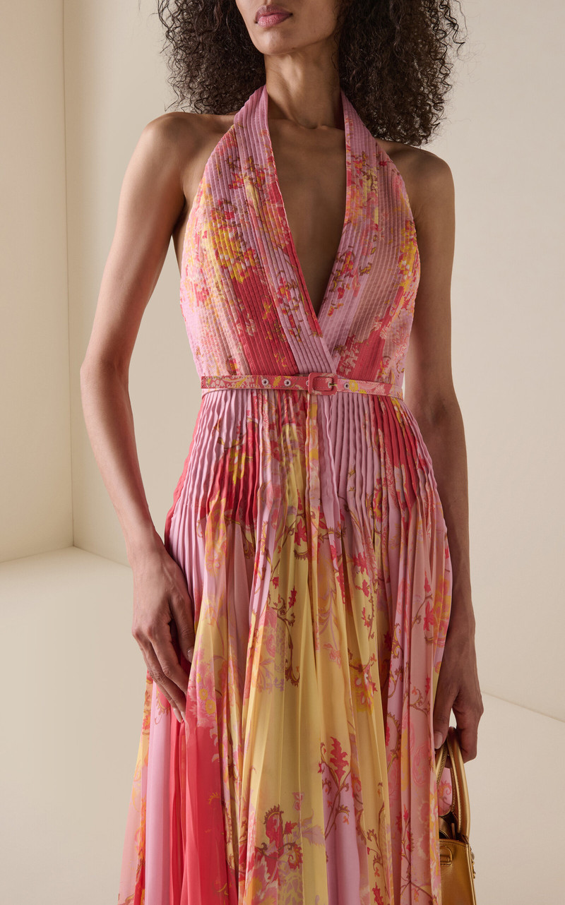 ZUHAIR MURAD Belted Floral Plisse Maxi Dress multi outlook