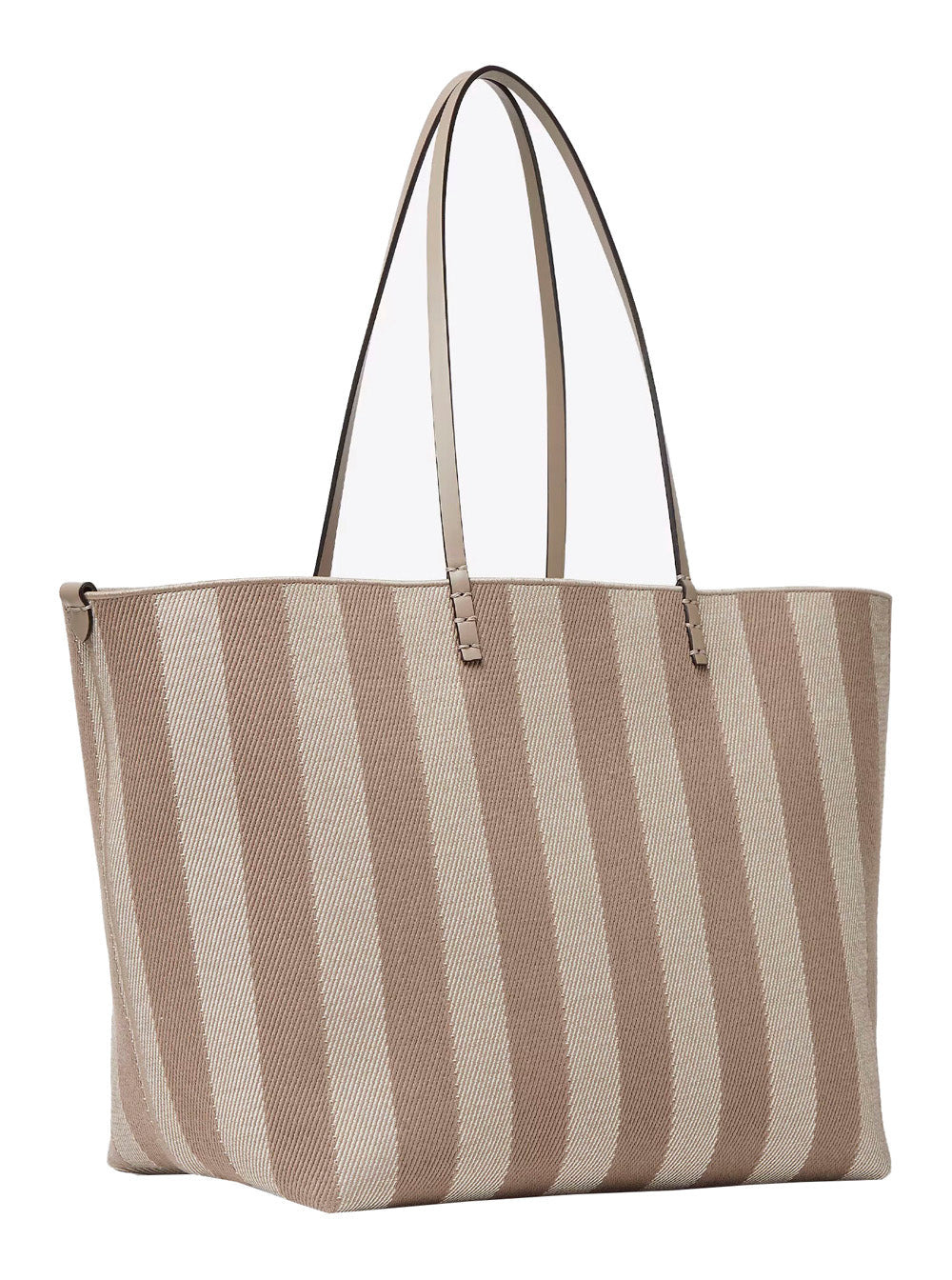 Fendi Women 'Roll' Beige Reversible Tote Bag With Two Top Handles And All-Over Striped Motif In Cott - 2