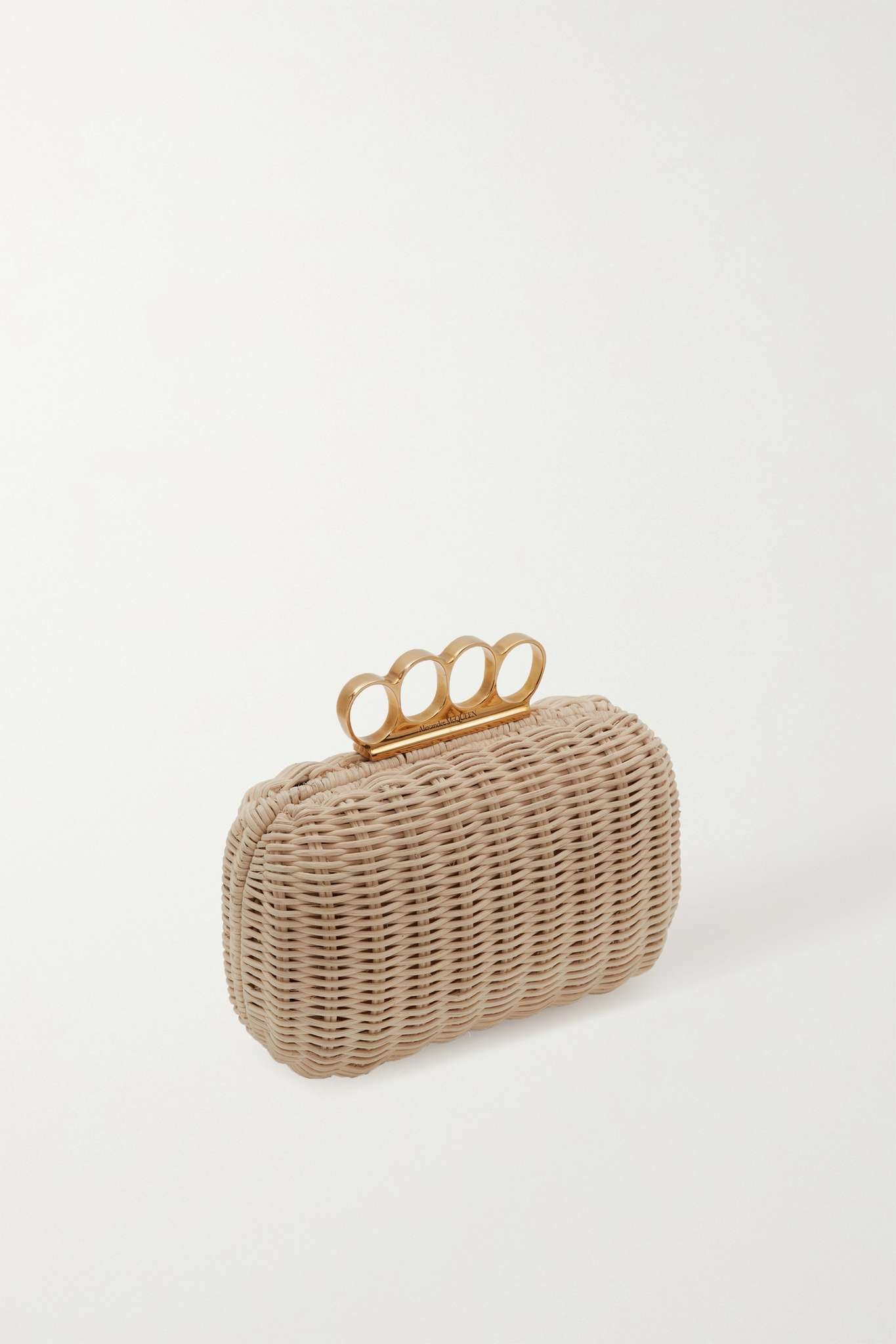 Four Ring embellished rattan clutch - 3