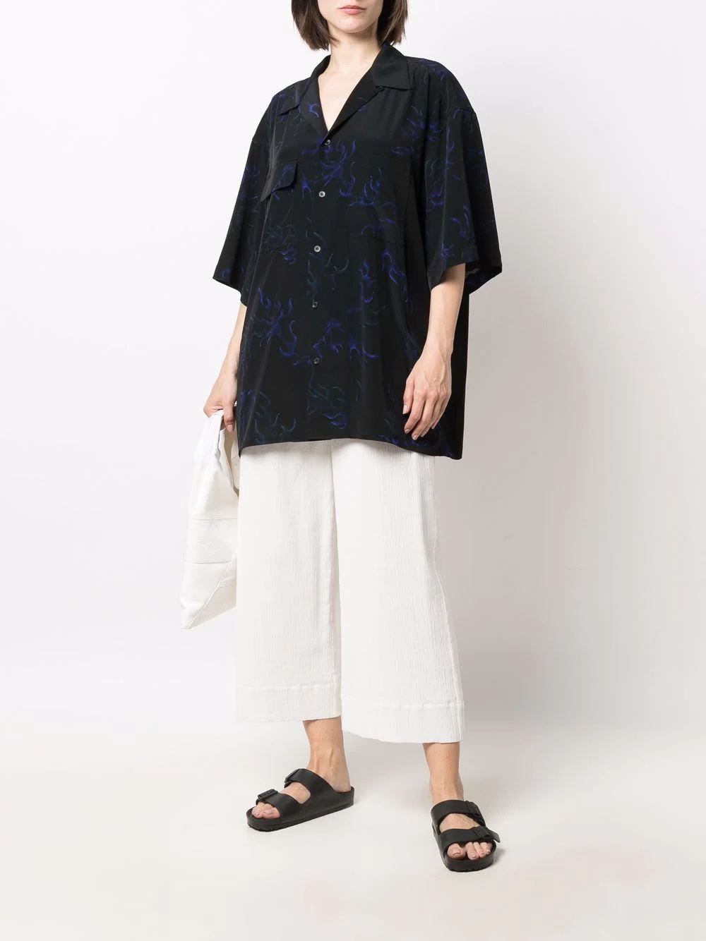 abstract-print oversized shirt - 2
