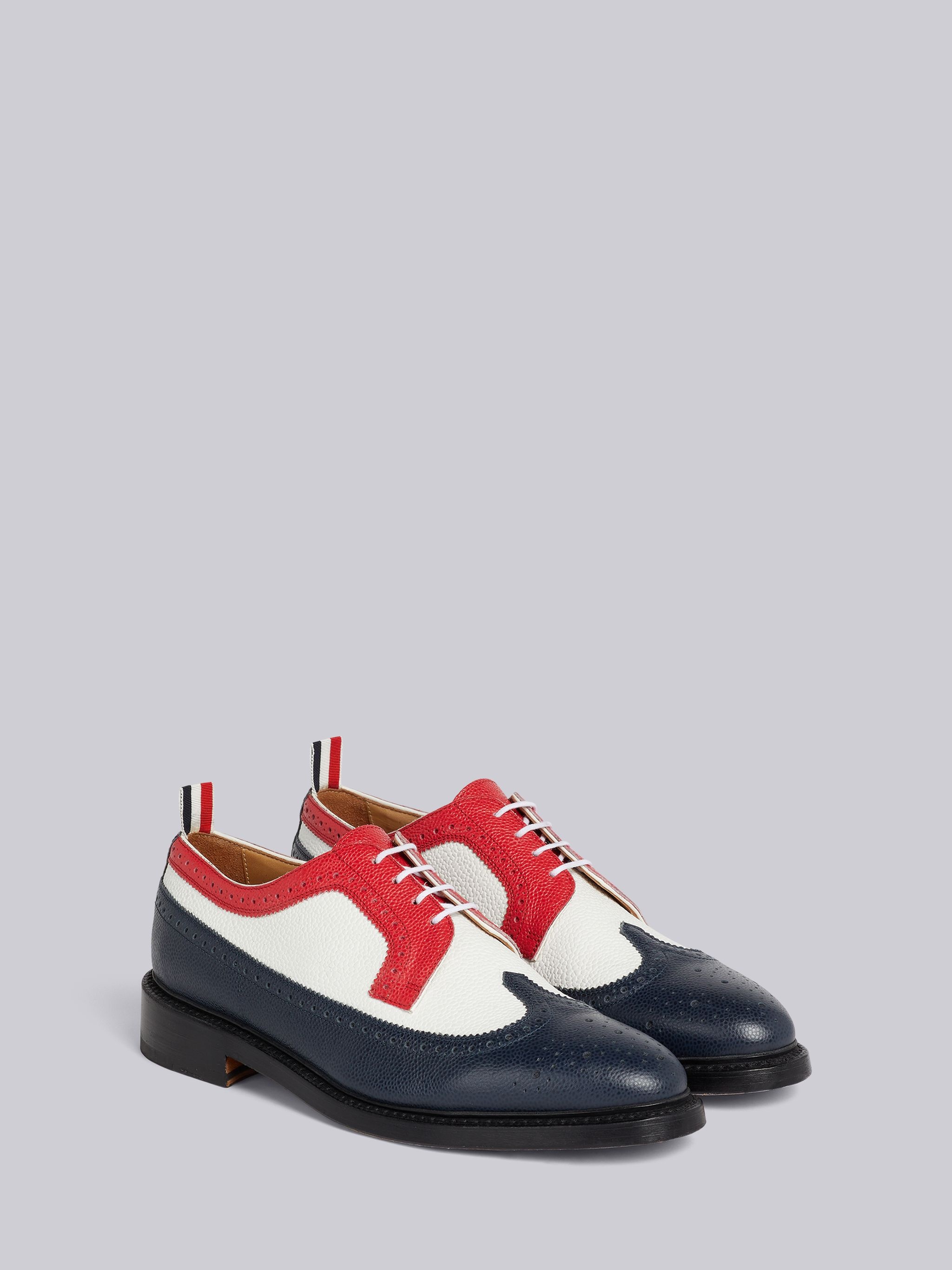 Multicolor Pebble Grain Leather Leather Sole Classic Longwing Spectator Brogue - 3