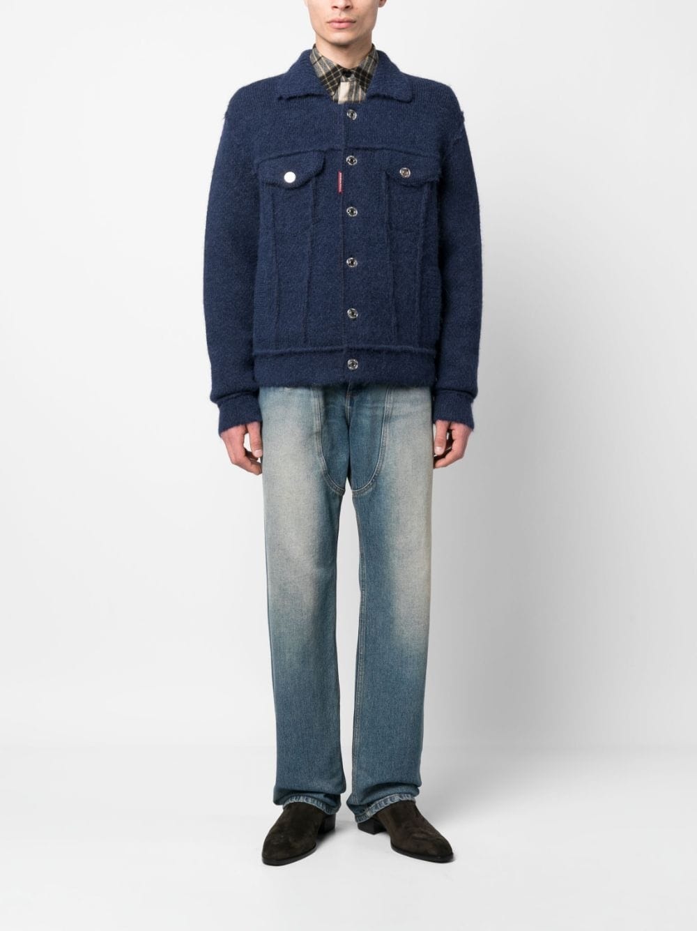 button-up wool-blend jacket - 2