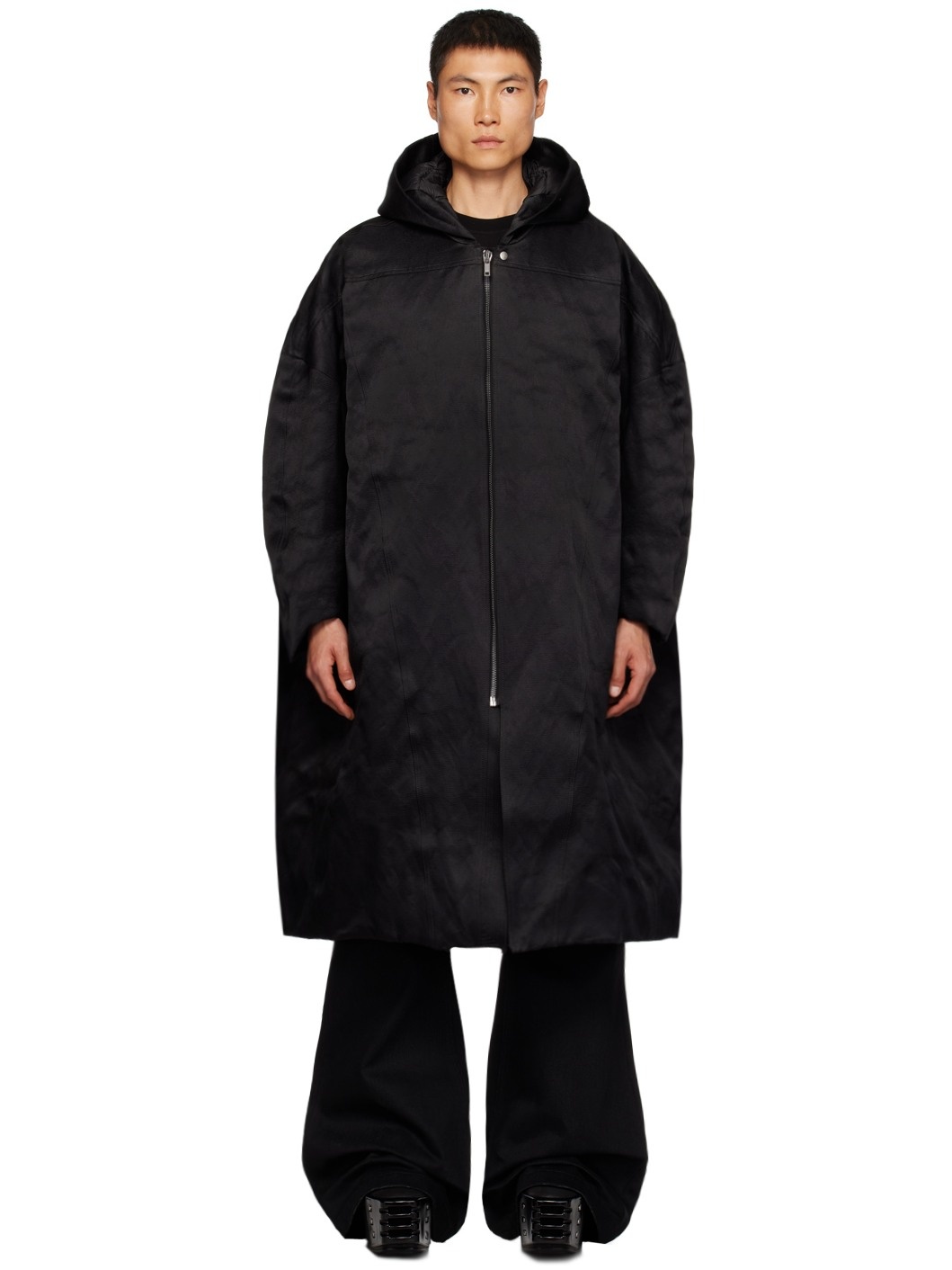 Black Jumbo Peter Coat - 1