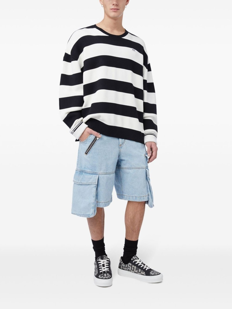 GCDS striped logo-appliquÃ© sweatshirt outlook