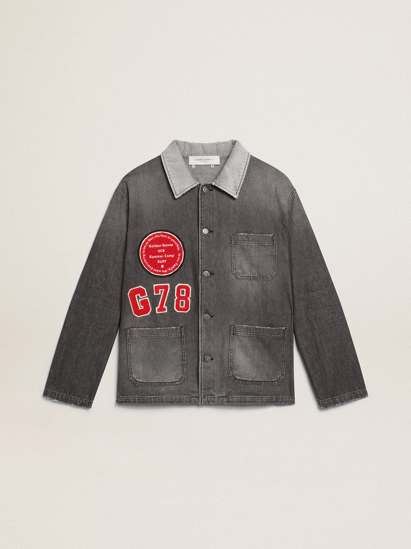 Black denim shirt with patches 1