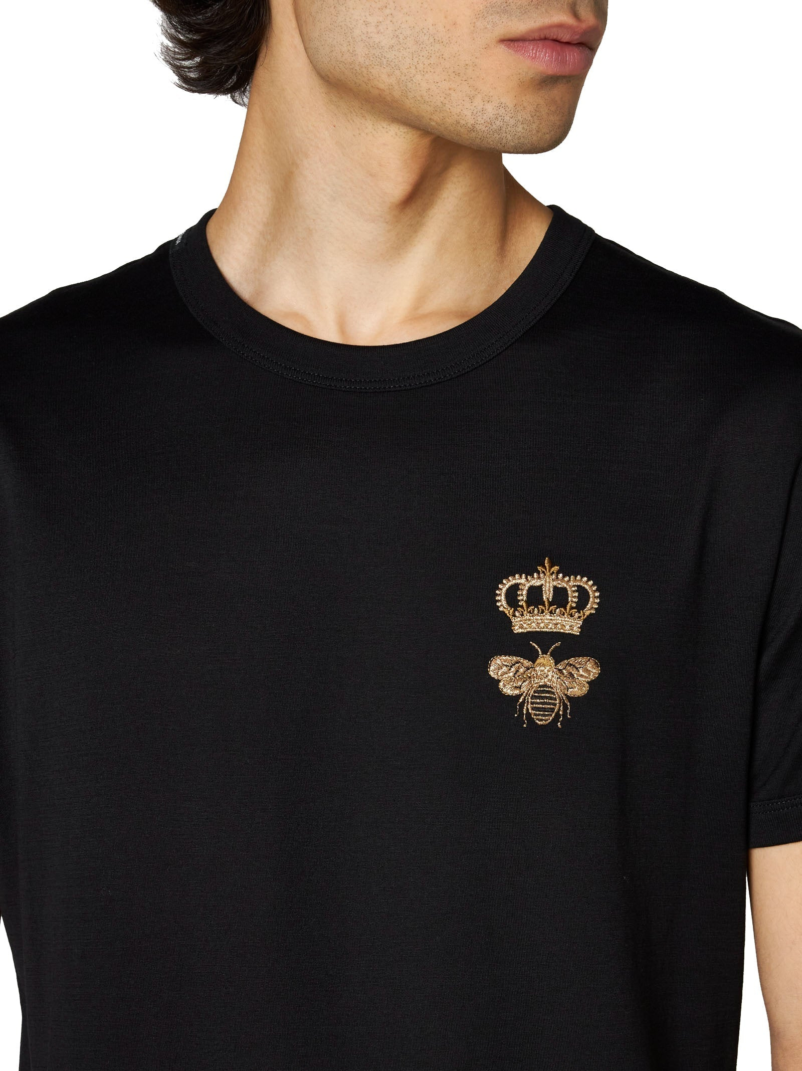 Dolce & Gabbana Men Crown And Bee Cotton T-Shirt - 4