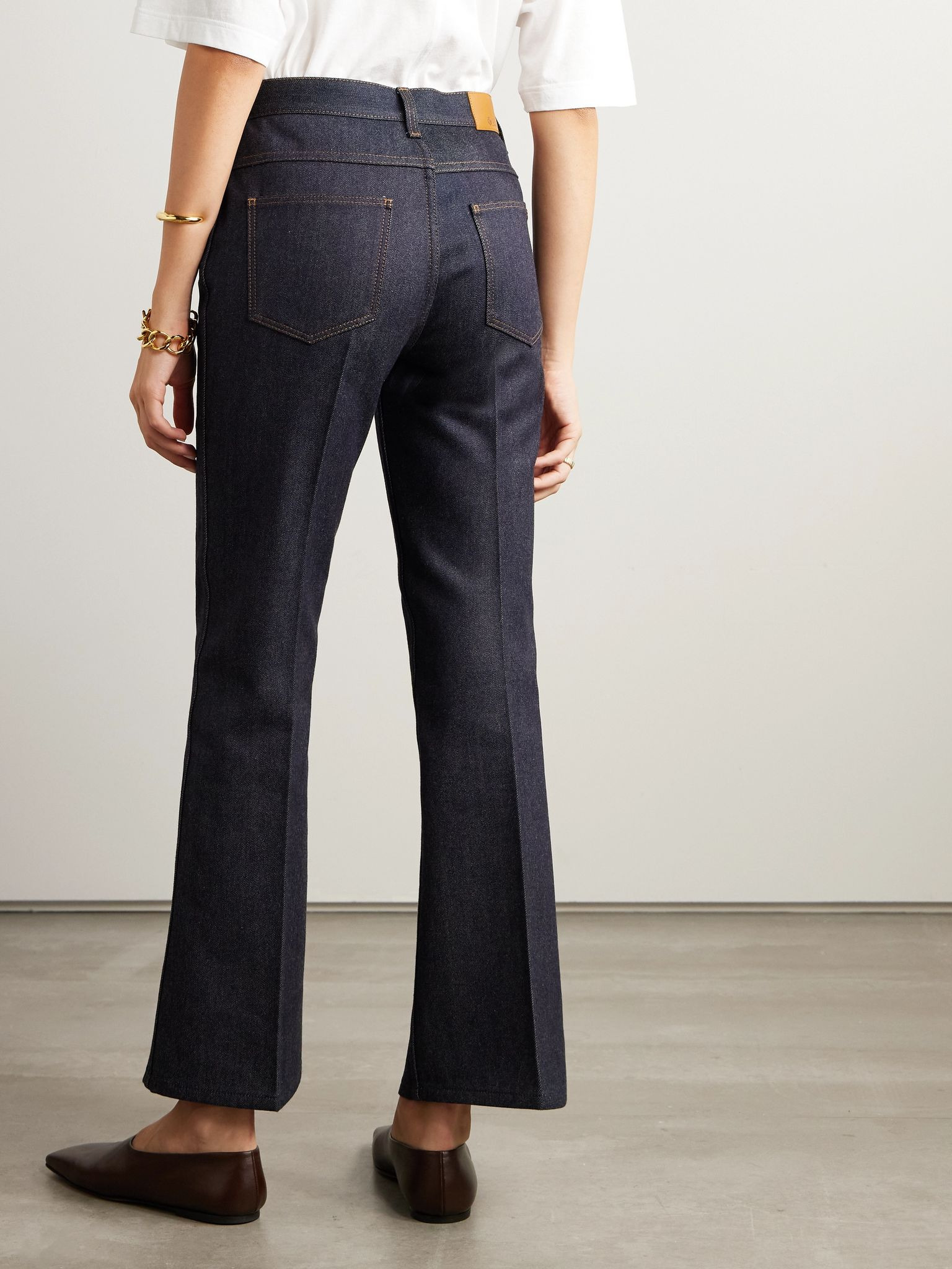 Faron cotton and cashmere-blend denim bootcut jeans Mid denim - 4