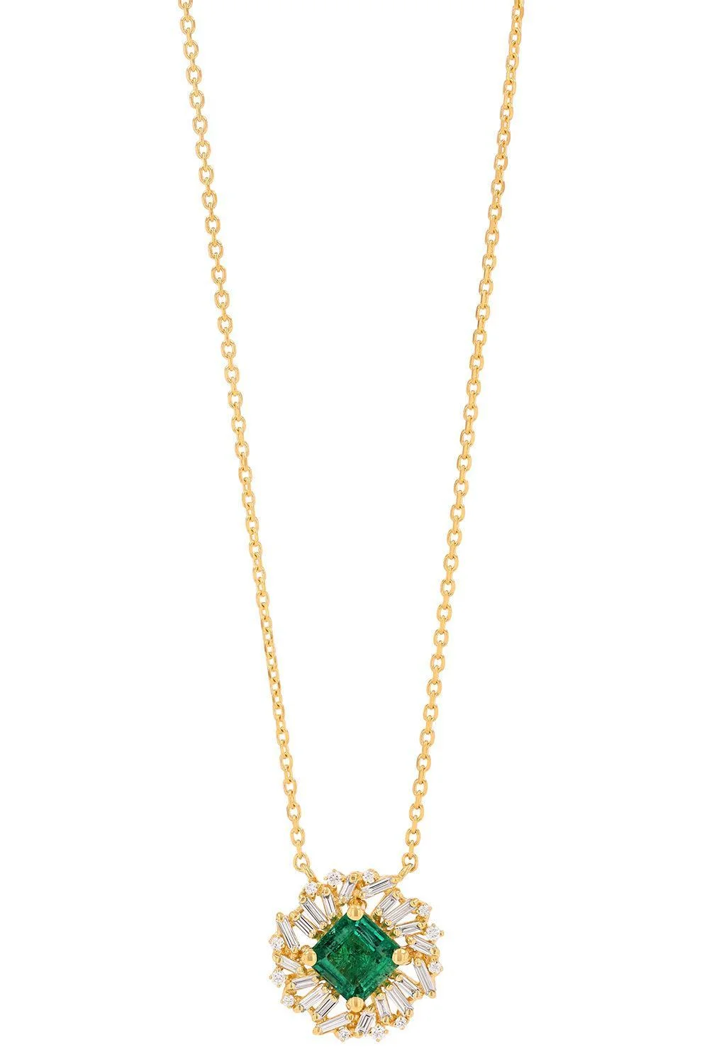 Emerald Diamond Pendant Necklace - 1