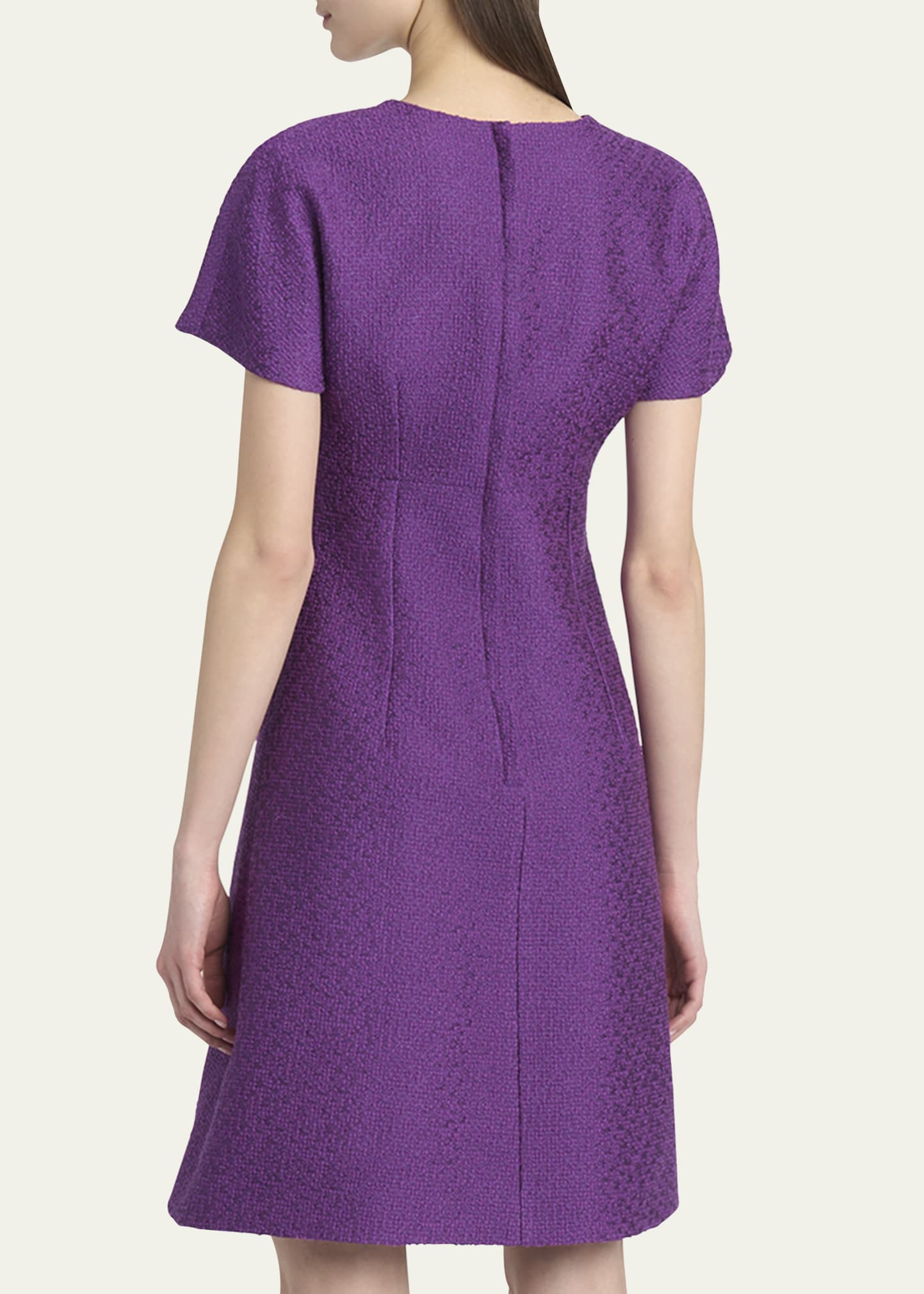Rachel Short-Sleeve Tweed Mini Dress - 3