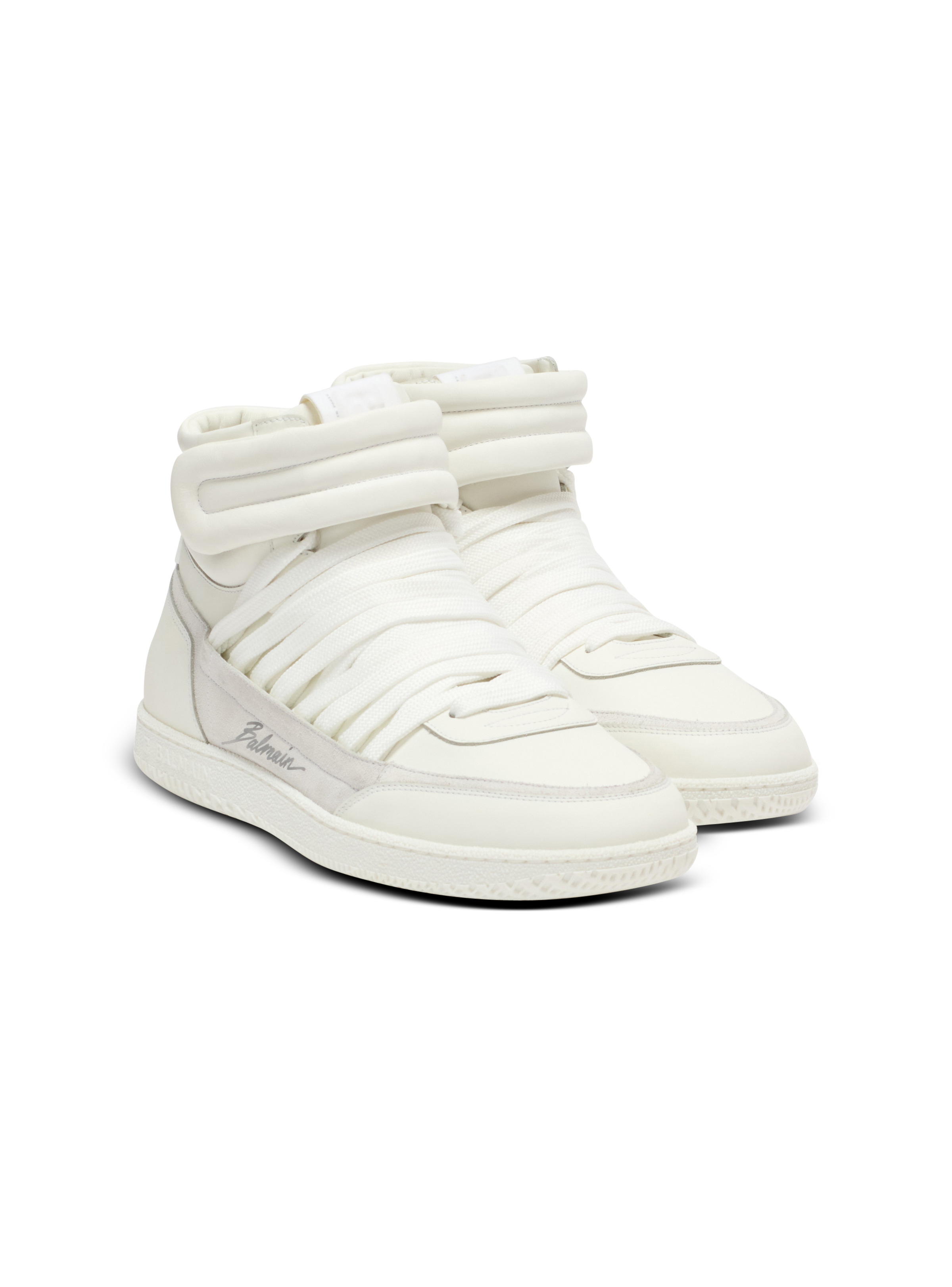 Leather Balmain Swan Mid-Top lace-up trainers - 2