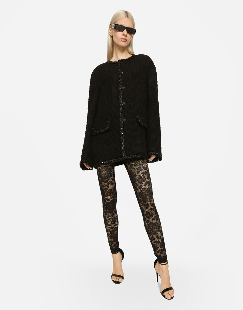 Floral lace-stitch leggings 5