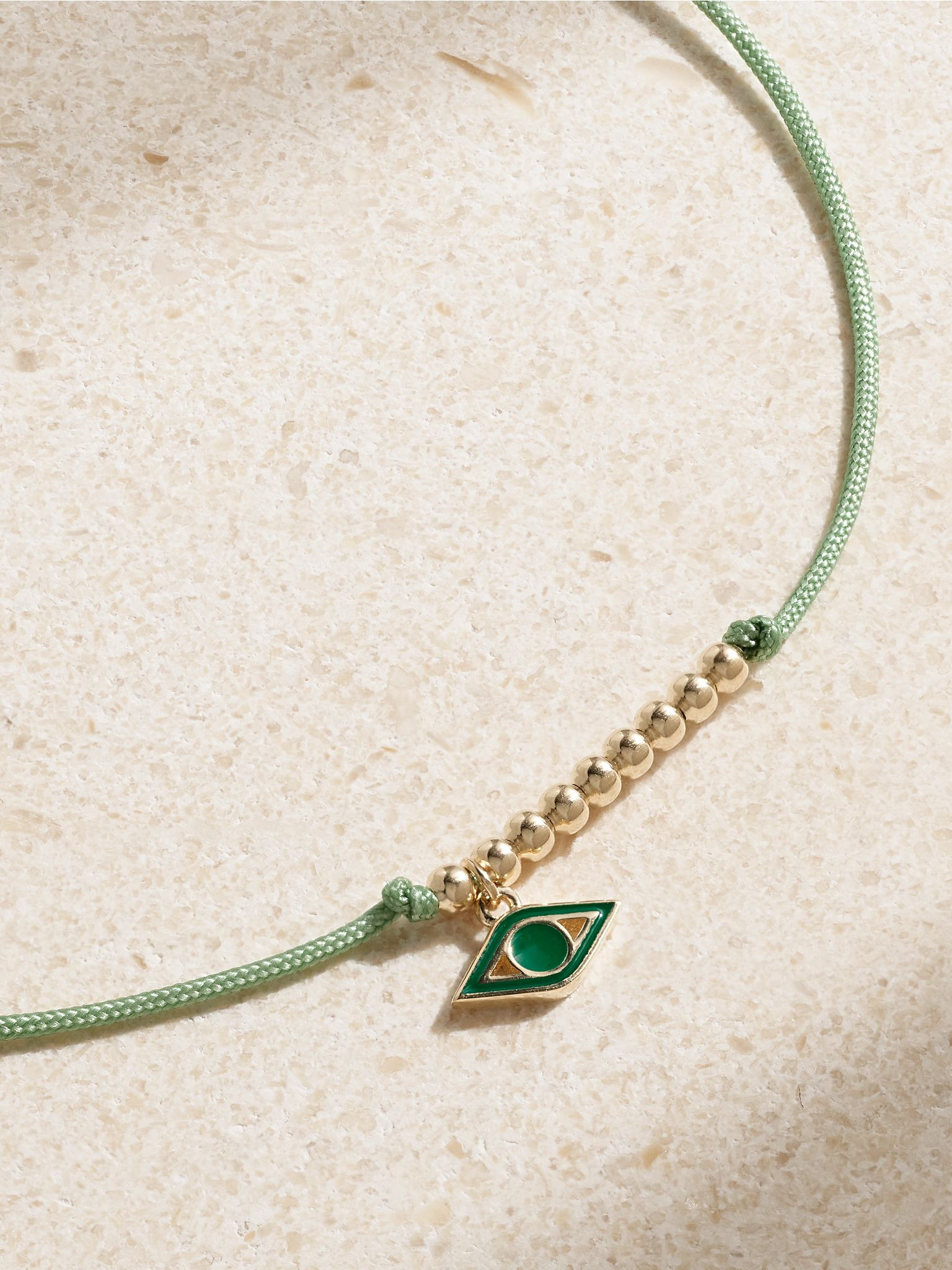 Evil Eye 14-karat gold, cord and enamel bracelet Gold - 4