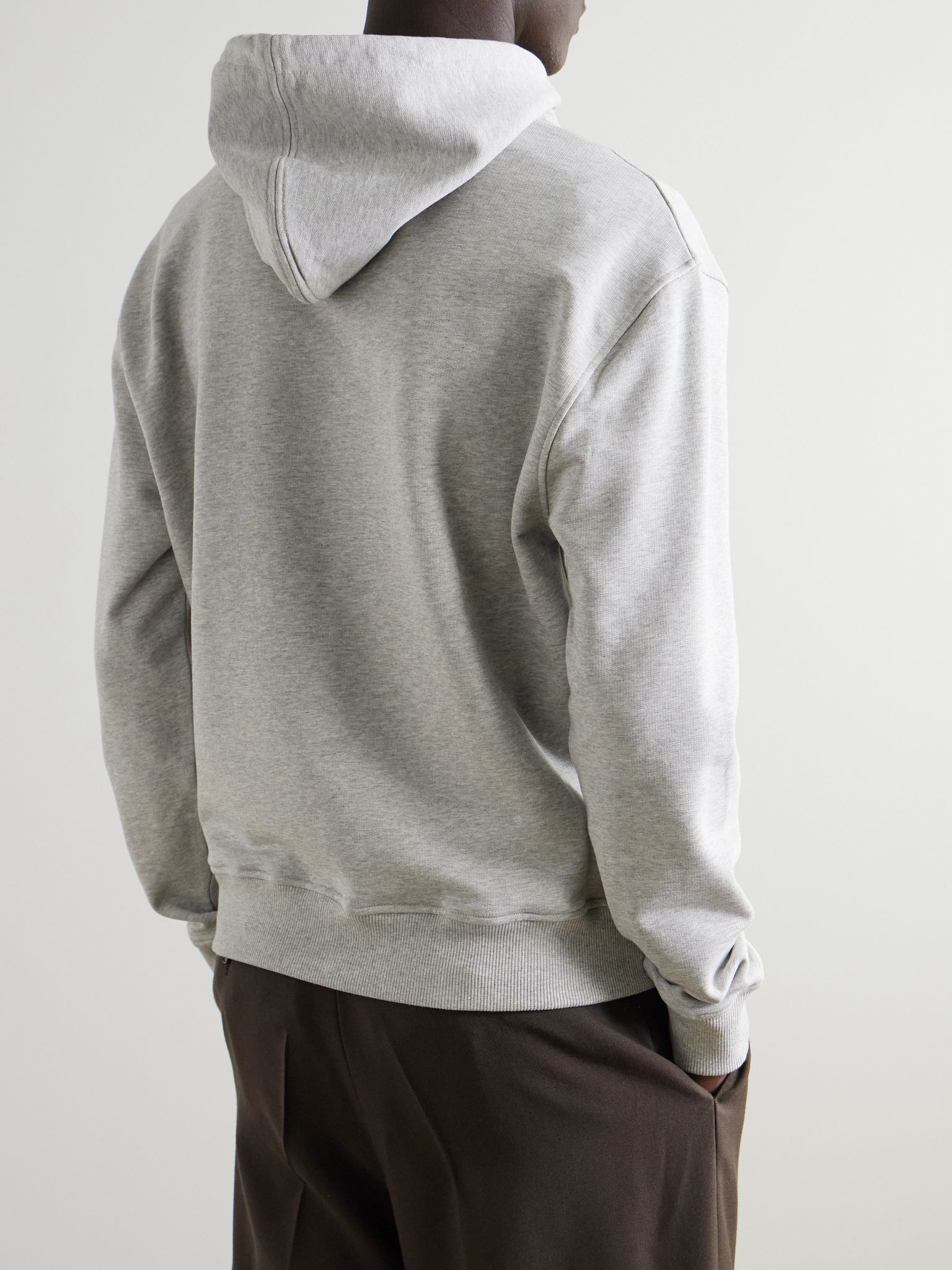Logo-Embroidered Organic Cotton-Jersey Hoodie Gray - 4