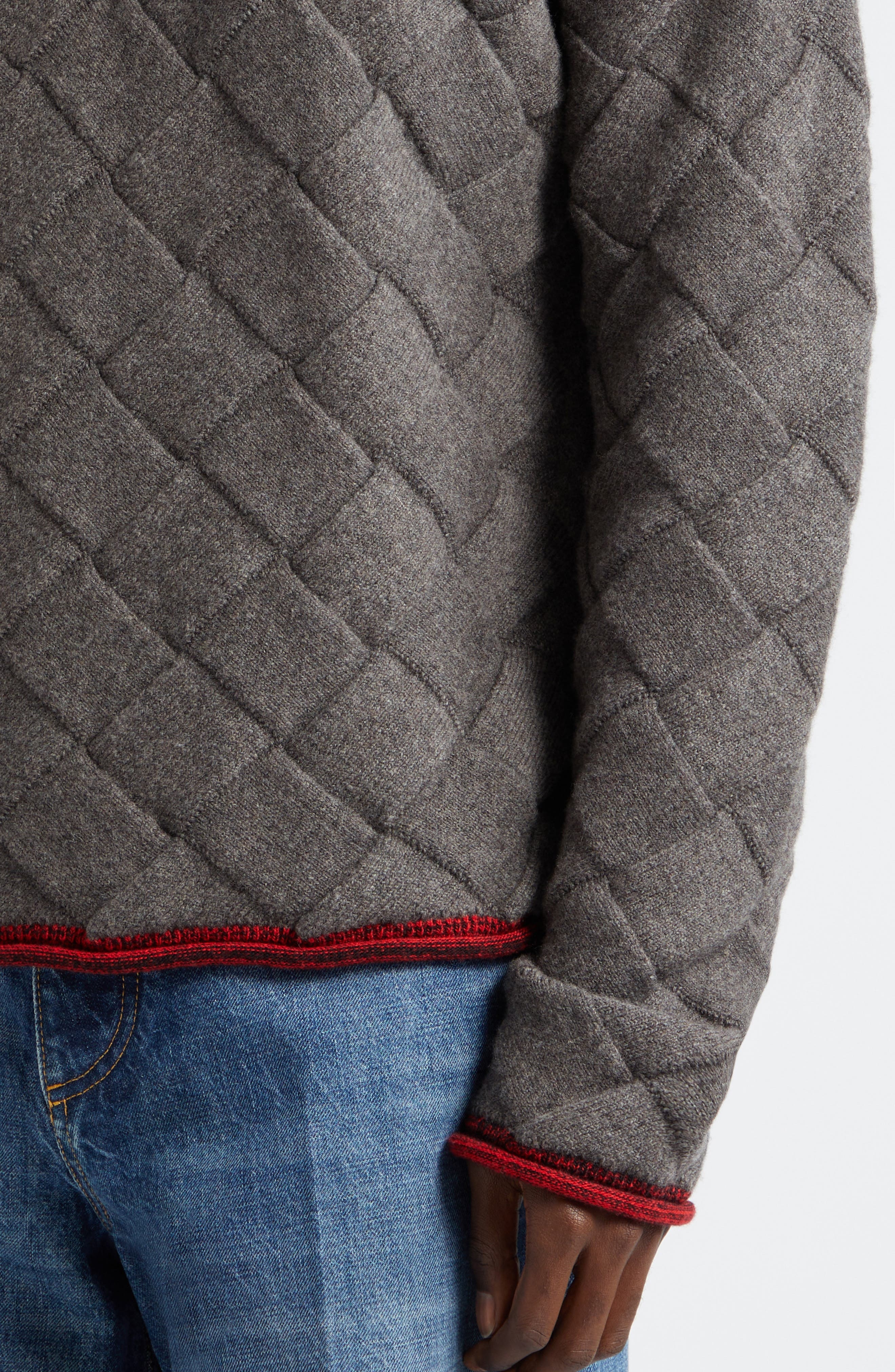 Intrecciato 3D Knit Wool Blend Crewneck Sweater - 5