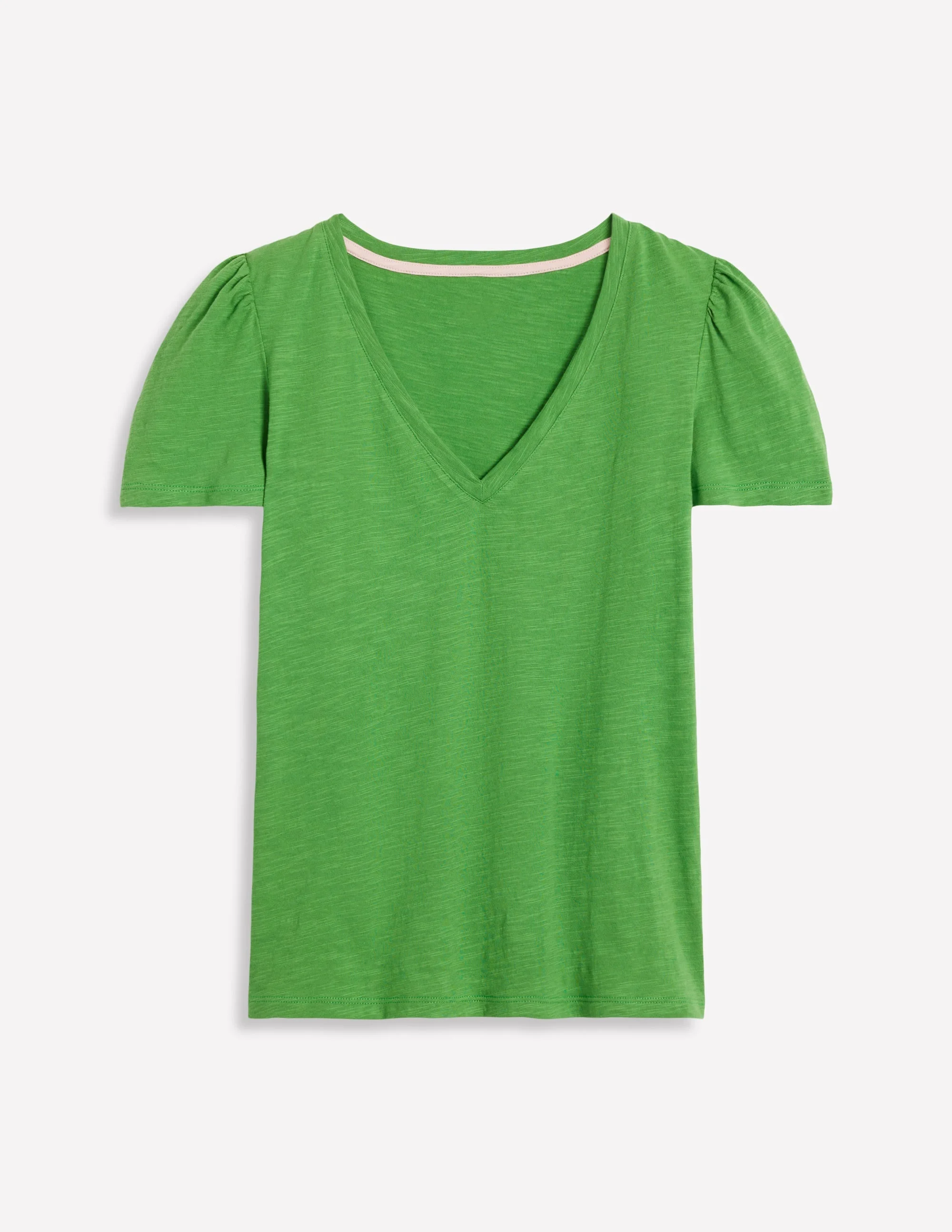 Sophie V-neck Slub T-shirt-Paradise Green - 1