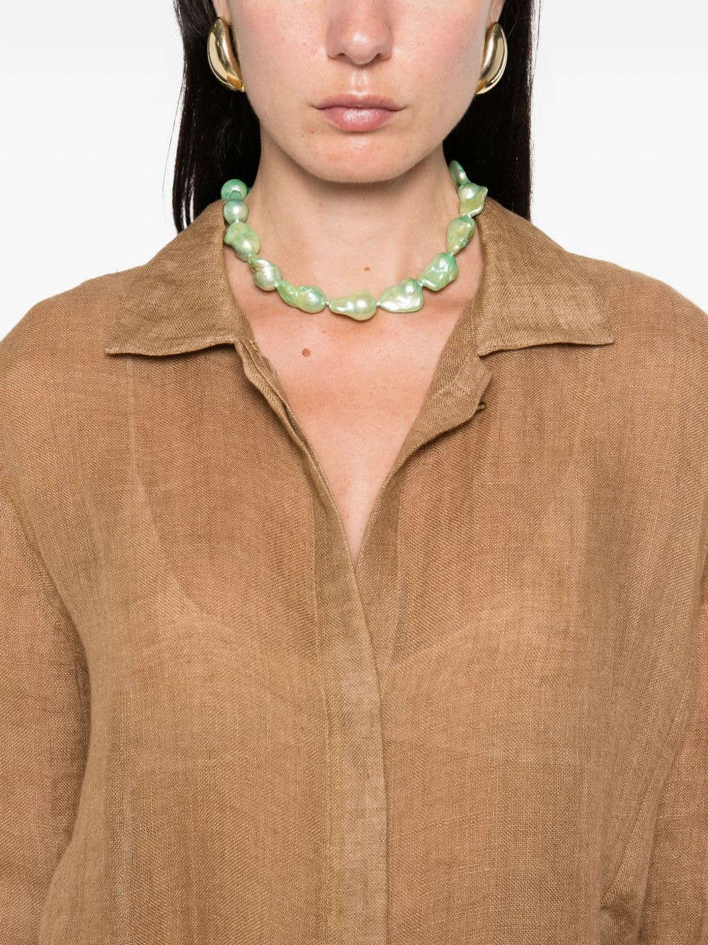 button-down linen shirt - 5