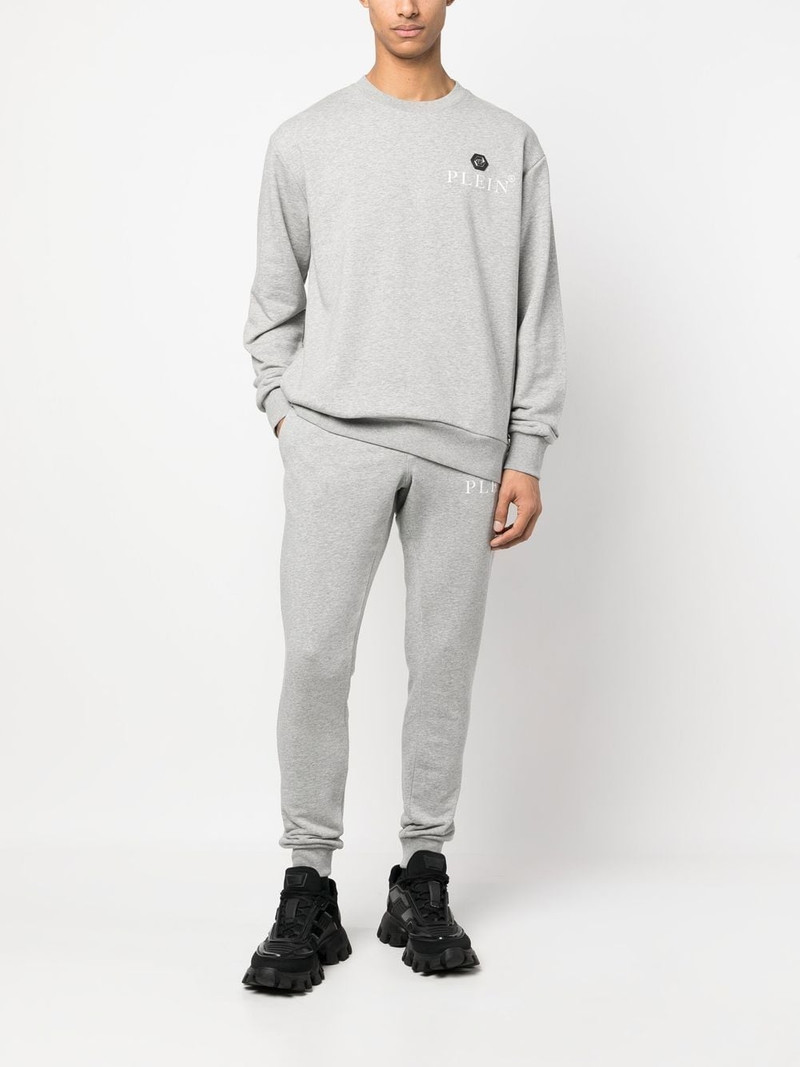 PHILIPP PLEIN logo-plaque crew neck jumper outlook