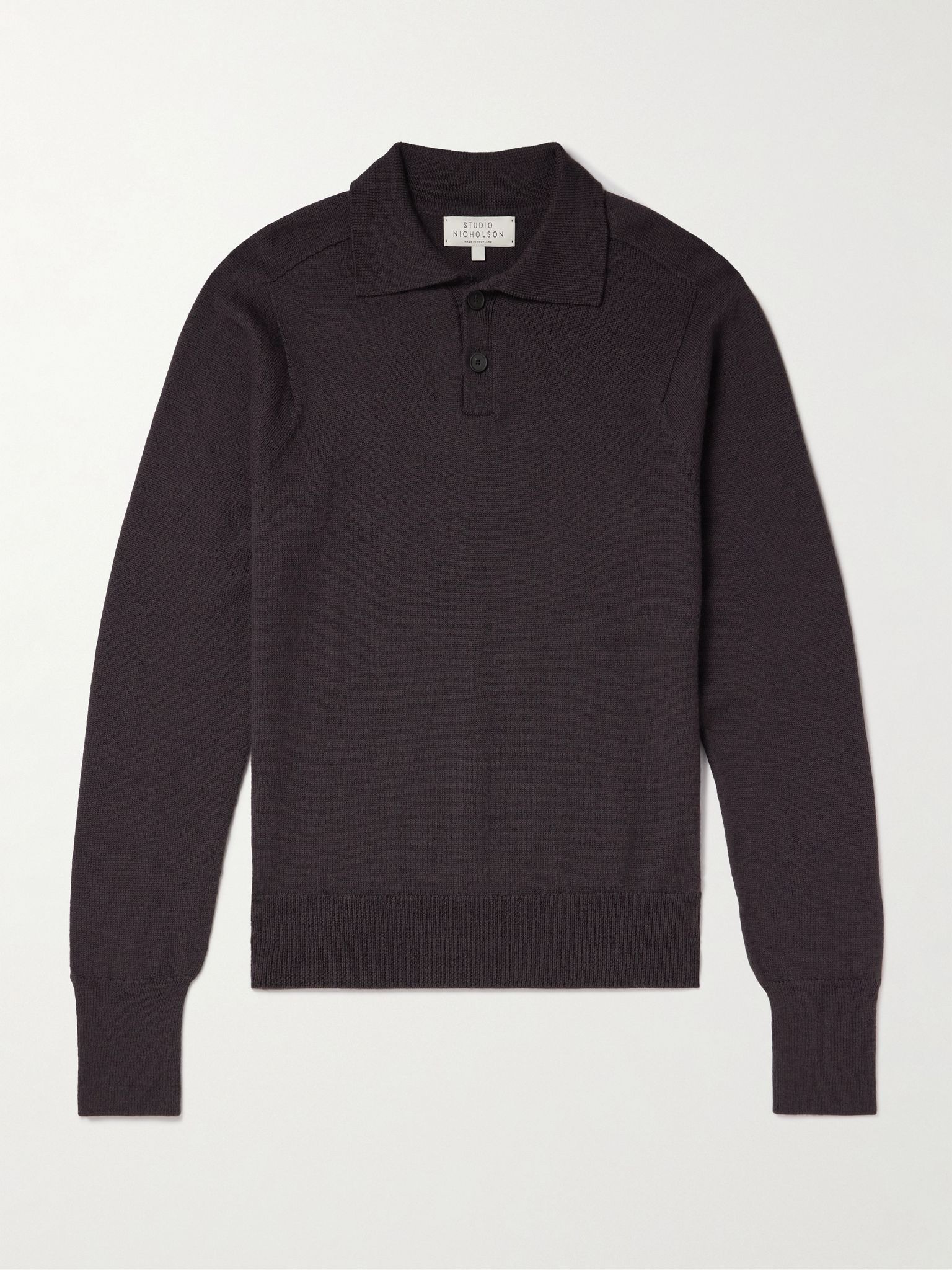 Merino Wool Polo Shirt Brown - 1