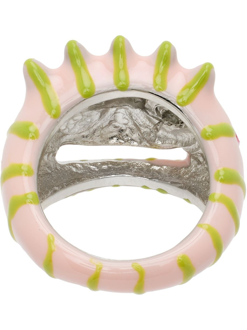 Collina Strada Pink & Green Stripe Liberty Frog Ring outlook