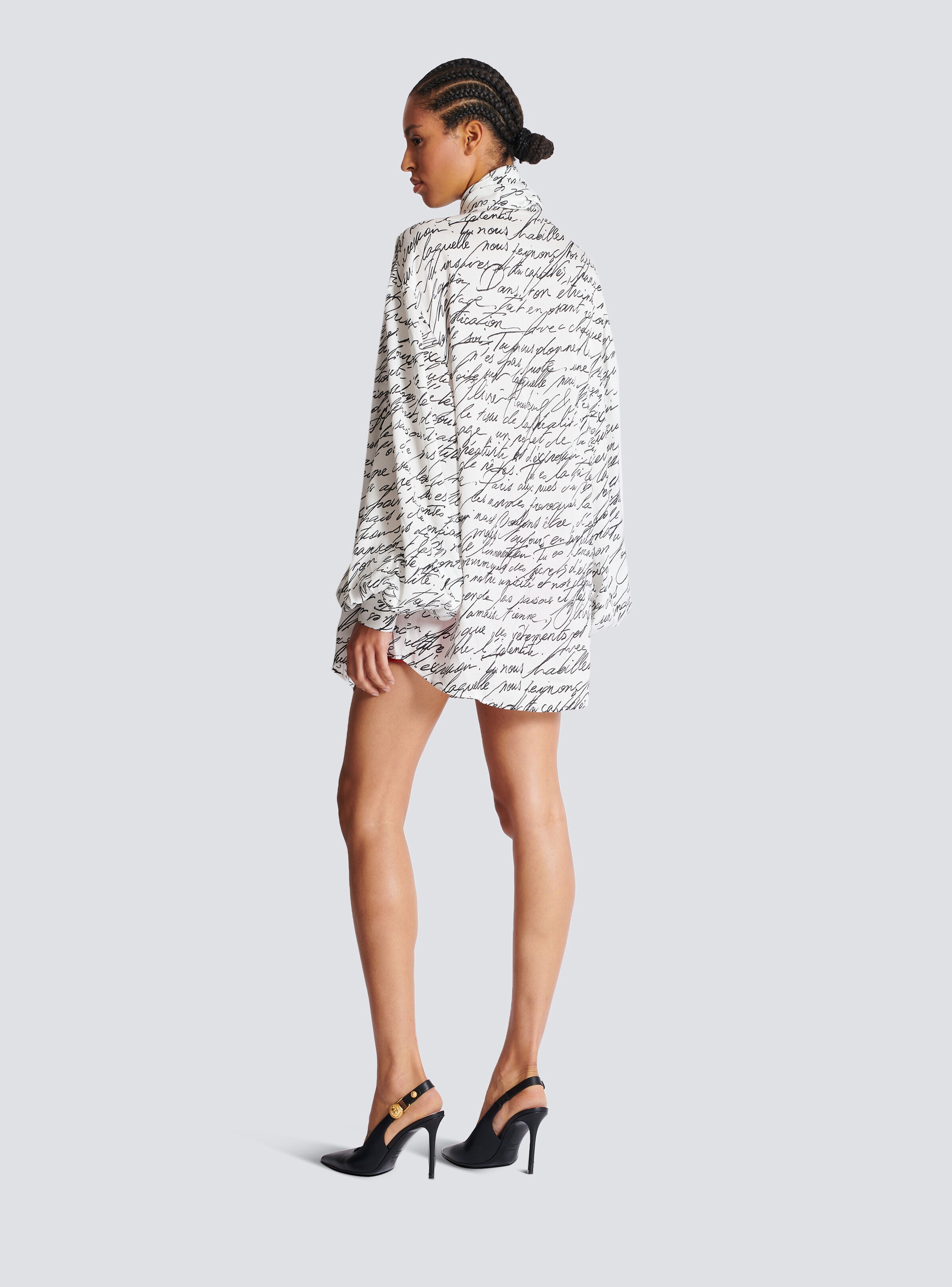 Pussy-bow shirt with "Love Letter" print - 4