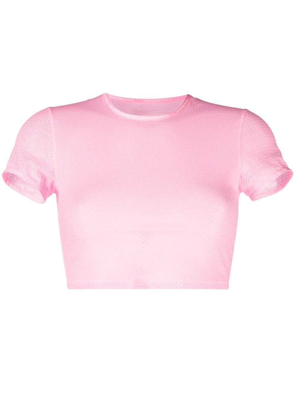 ALEXANDER WANG Cropped crystal-embellished stretch-jersey T-shirt