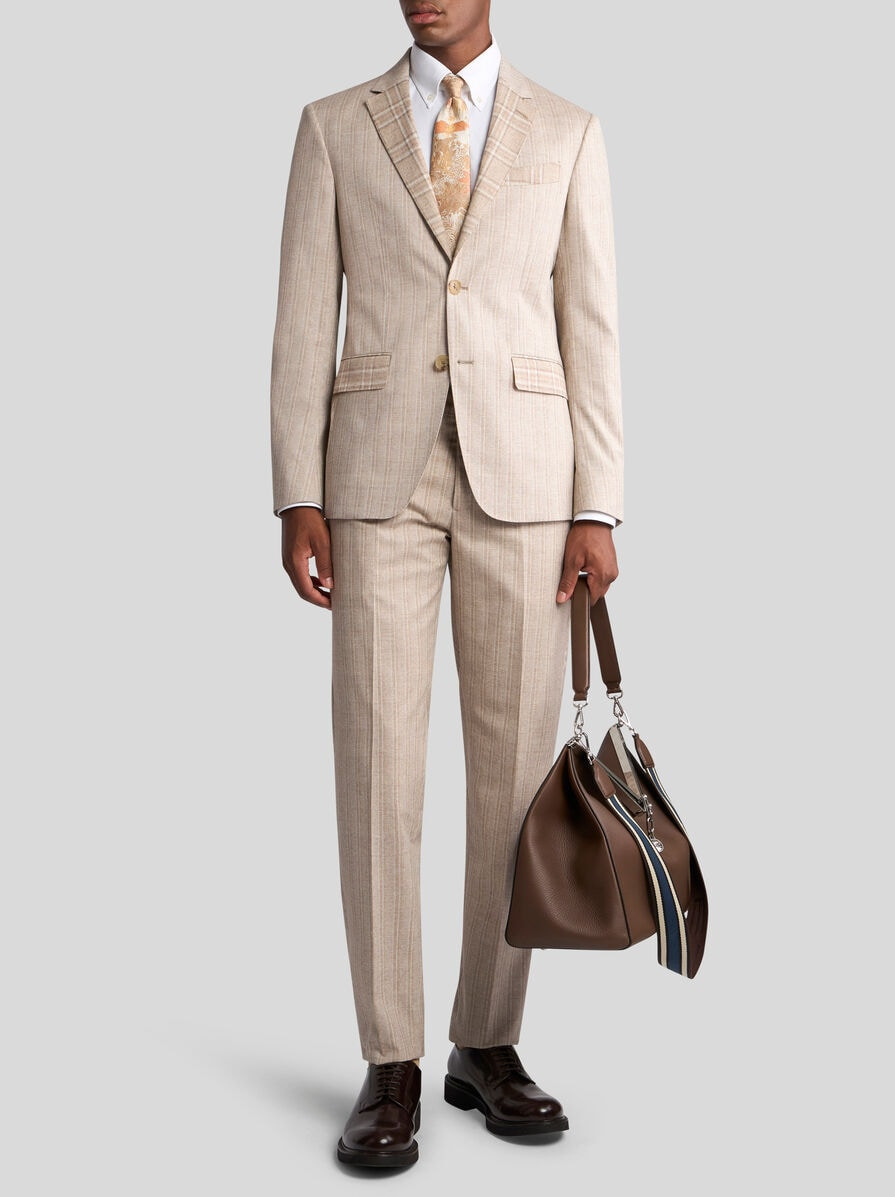 STRIPED WOOL AND COTTON SUIT - 3
