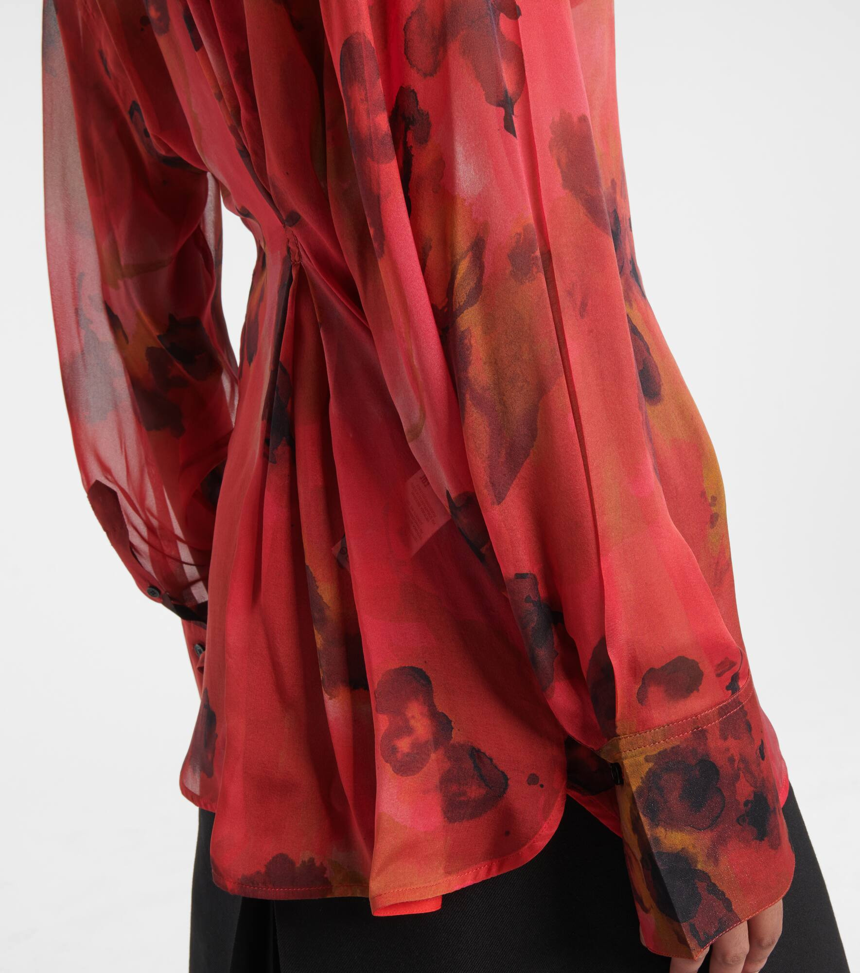 Draped printed silk blouse - 5