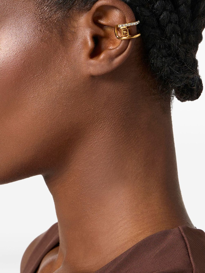 ELISABETTA FRANCHI logo-rhinestone ear cuffs outlook
